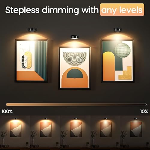 Miniatura 19 de 3 lámparas a batería con control remoto, temporizador, regulables, magnéticas, de 200 LM, para cuadros, pinturas, exhibición de obras de arte