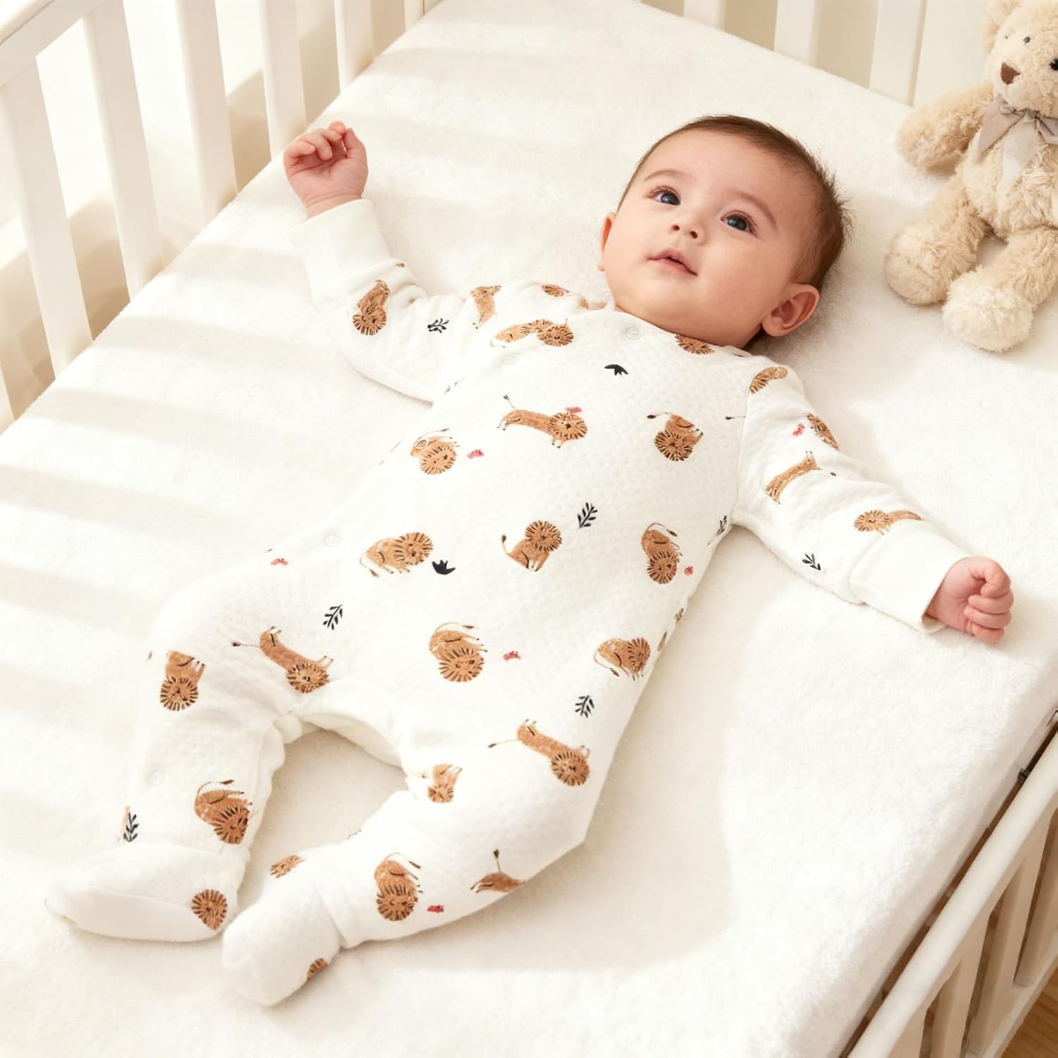 Baby Footie Jumpsuit Long Sleeves Romper Snap Wither Outfits Air Layer Clothing for 0-24 Months - Image 3