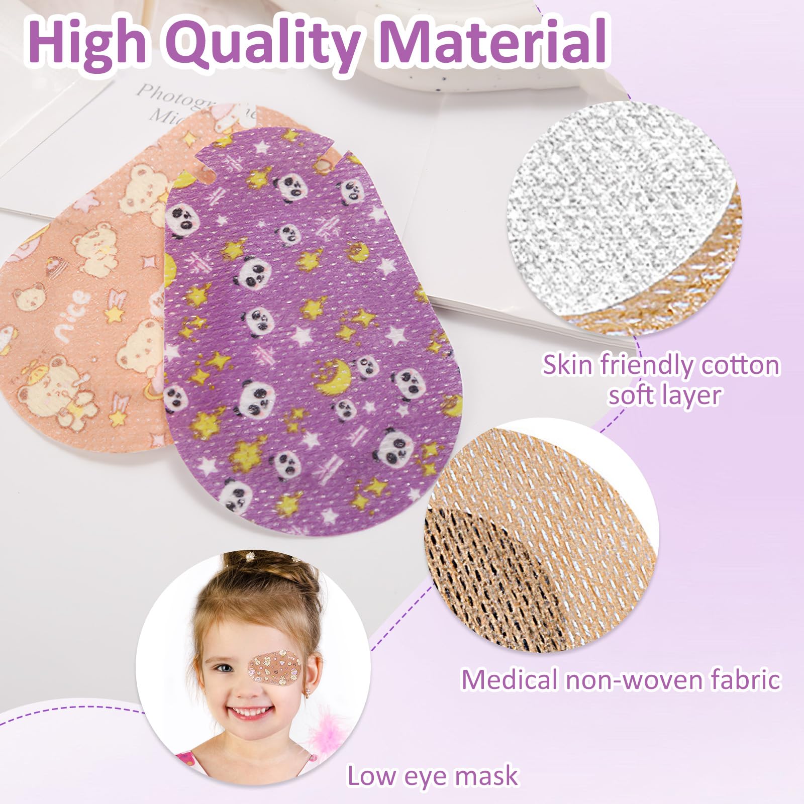 BendJoy® 44Pcs Eye Patch for Kids - Breathable Cotton Adhesive Eye Patches for Lazy Eye, Single Eye Mask for After Surgery Recovery, Non-Woven Fabric Eye Cover for Kids Vision Correction