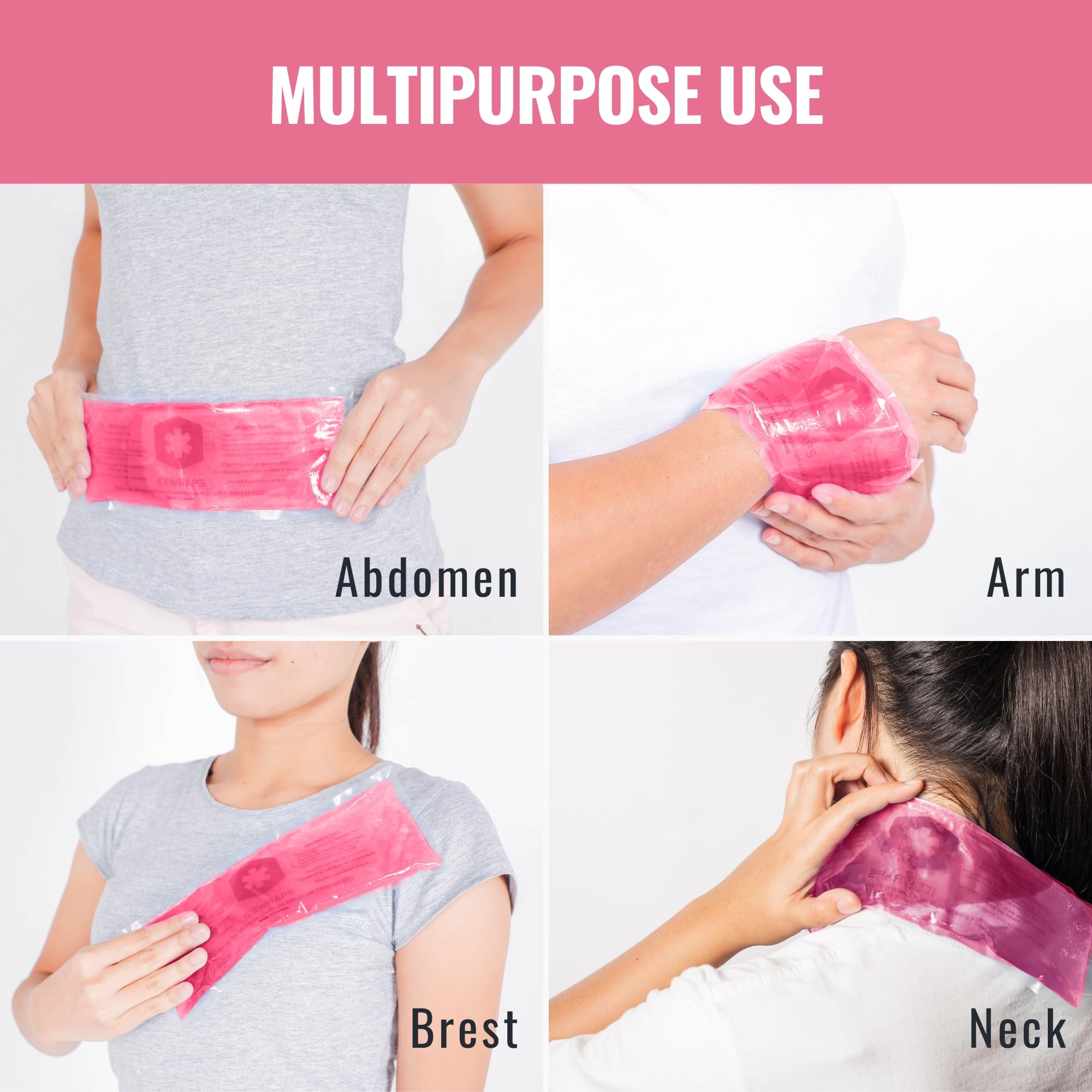 ICEWRAPS Paquetes de hielo reutilizables de gel flexible de 6 x 12 pulgadas para lesiones, después de la cirugía y alivio del dolor, cuello, rodilla, cadera, espalda y hombros, hinchazón de compresa