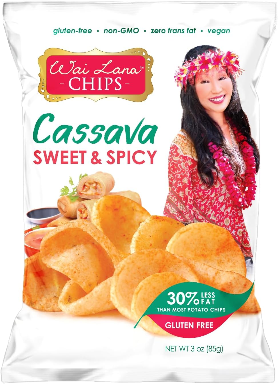 Cassava Chips – Sweet & Spicy (12 Pack of 3 Ounce Individual Bags) - Gluten Free, Non-GMO, Vegan, Zero Trans Fats – Wai Lana
