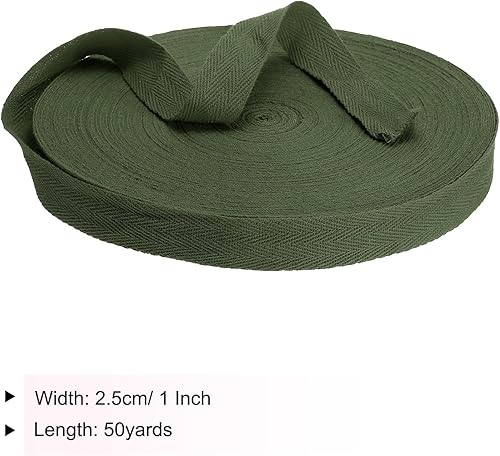 Vista 2 de PATIKIL Cinta de sarga de algodón de 1 pulgada, 50 yardas, cinta de algodón, cinta de encuadernación al bies, cinta de espiga para costura, Verde