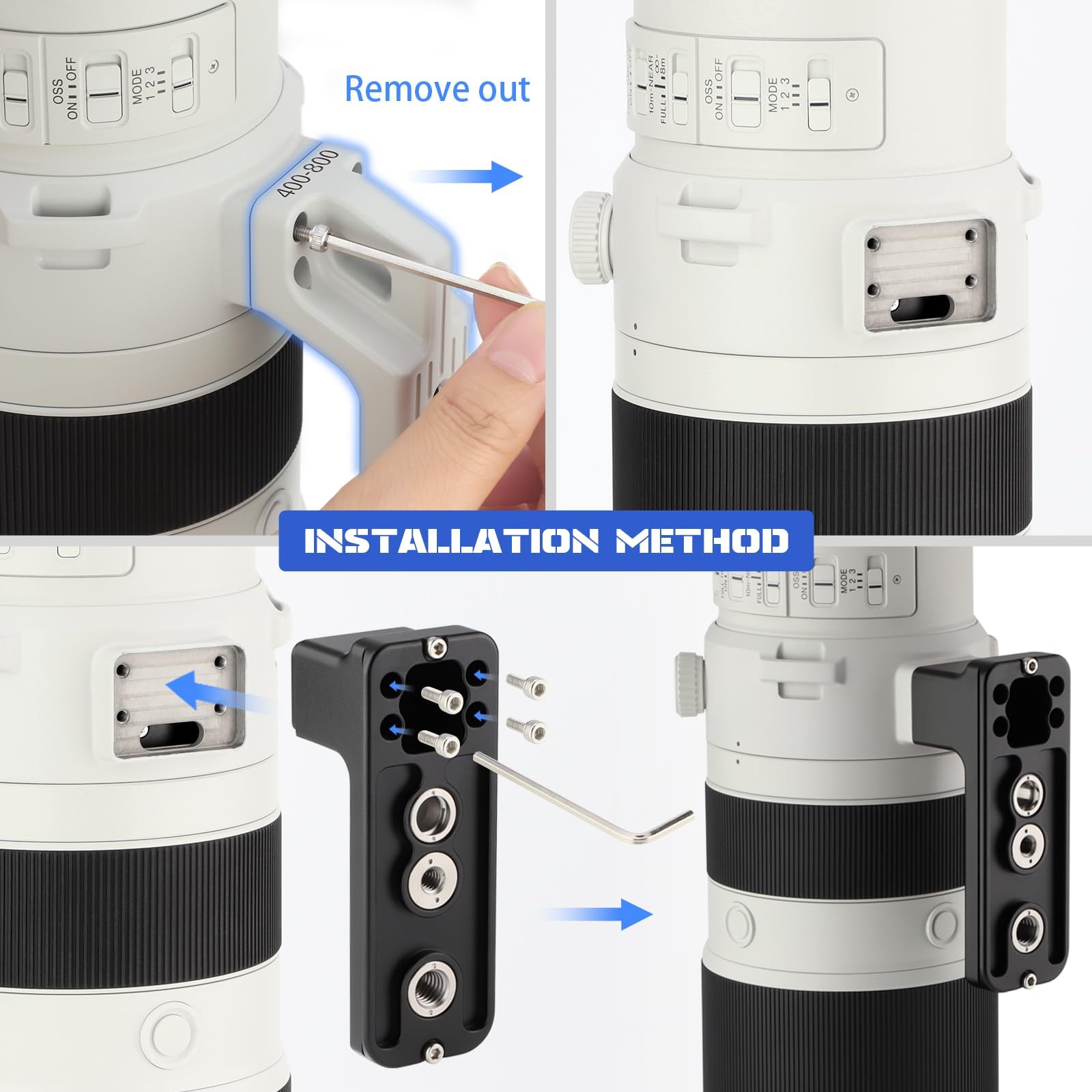 Haoge LF-S480 Pied de rechange pour monture d'objectif Sony FE 400-800 mm f/6.3-8 G OSS Objectif 400 800 Plaque de support à dégagement rapide intégrée Type Arca