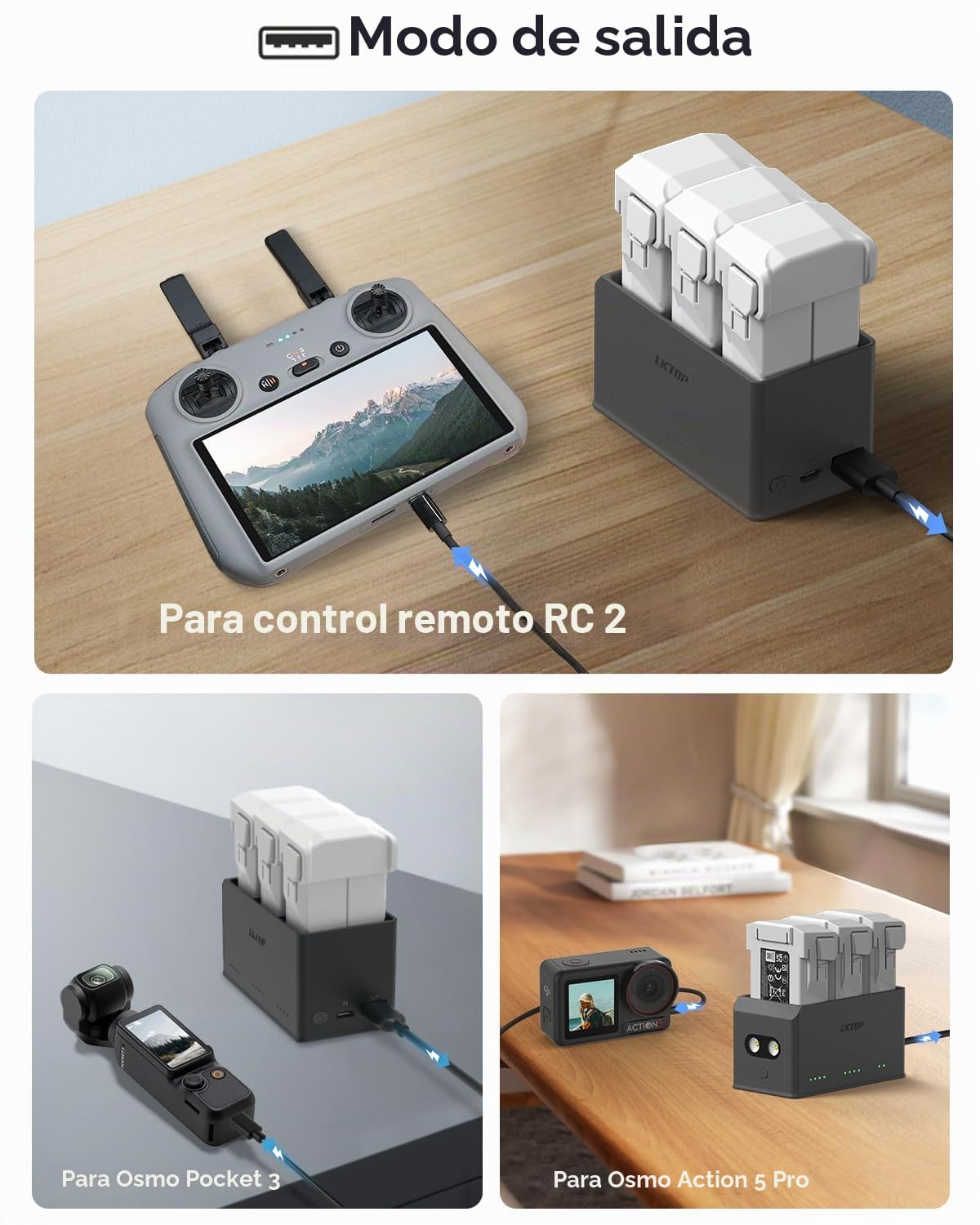 Hub de carga DJI Mini 4 Pro/3 Series - 100W Bidireccional con LED de almacenamiento, modo alarma, cargador rápido 3X