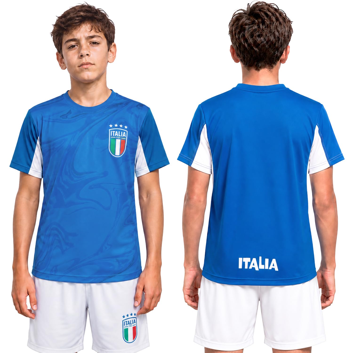 Completo Calcio Ufficiale per Bambino e Ragazzo - Kit Maglia Tecnica e Pantaloncini, vestibilità Regular