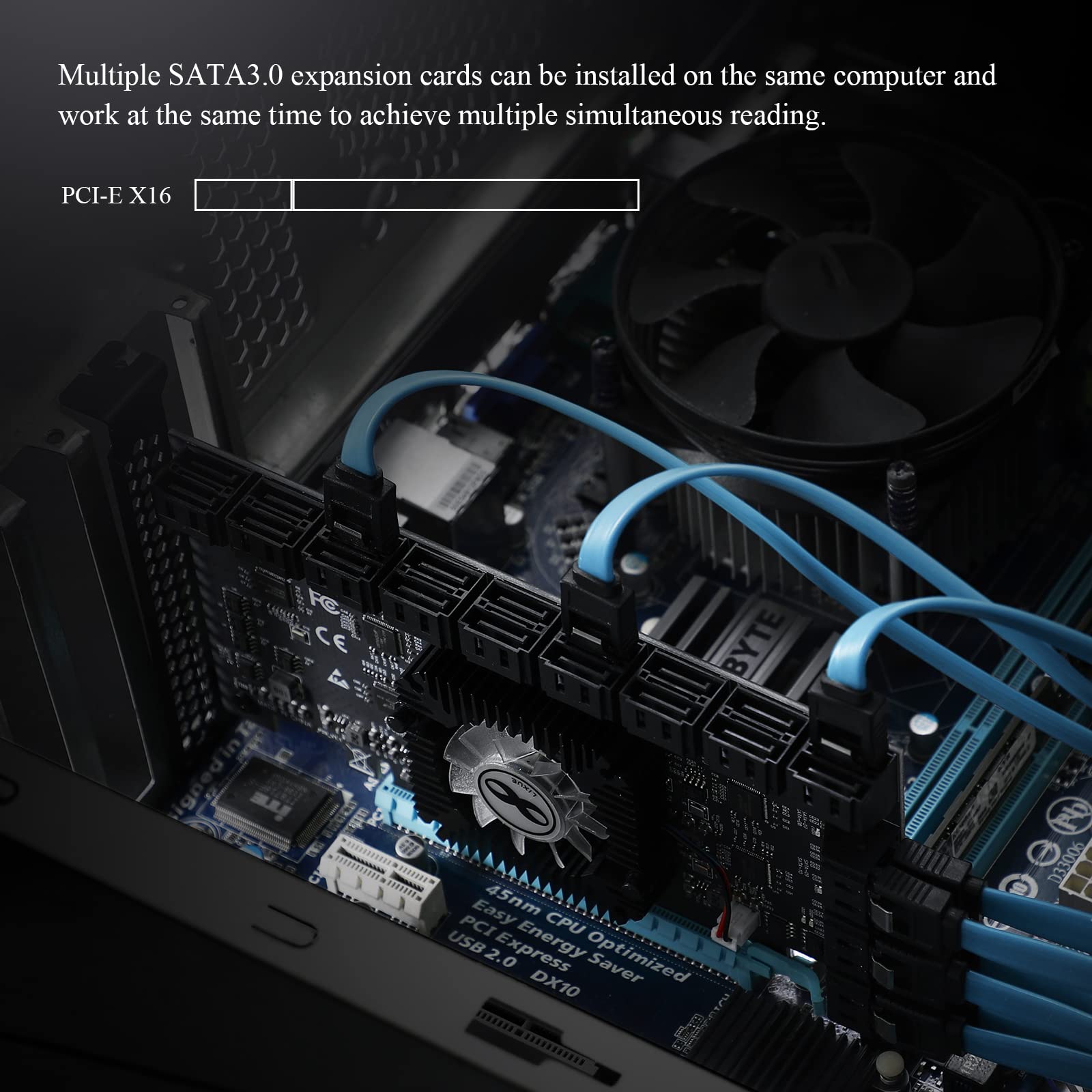 Controlador SATA Gen III de 24 Puertos a 6 Gbps Tarjeta de Expansión PCI-E 16X a SATA 3.0 Compatible con WIN11 / WIN10 / WIN8/ Linux 2.6X