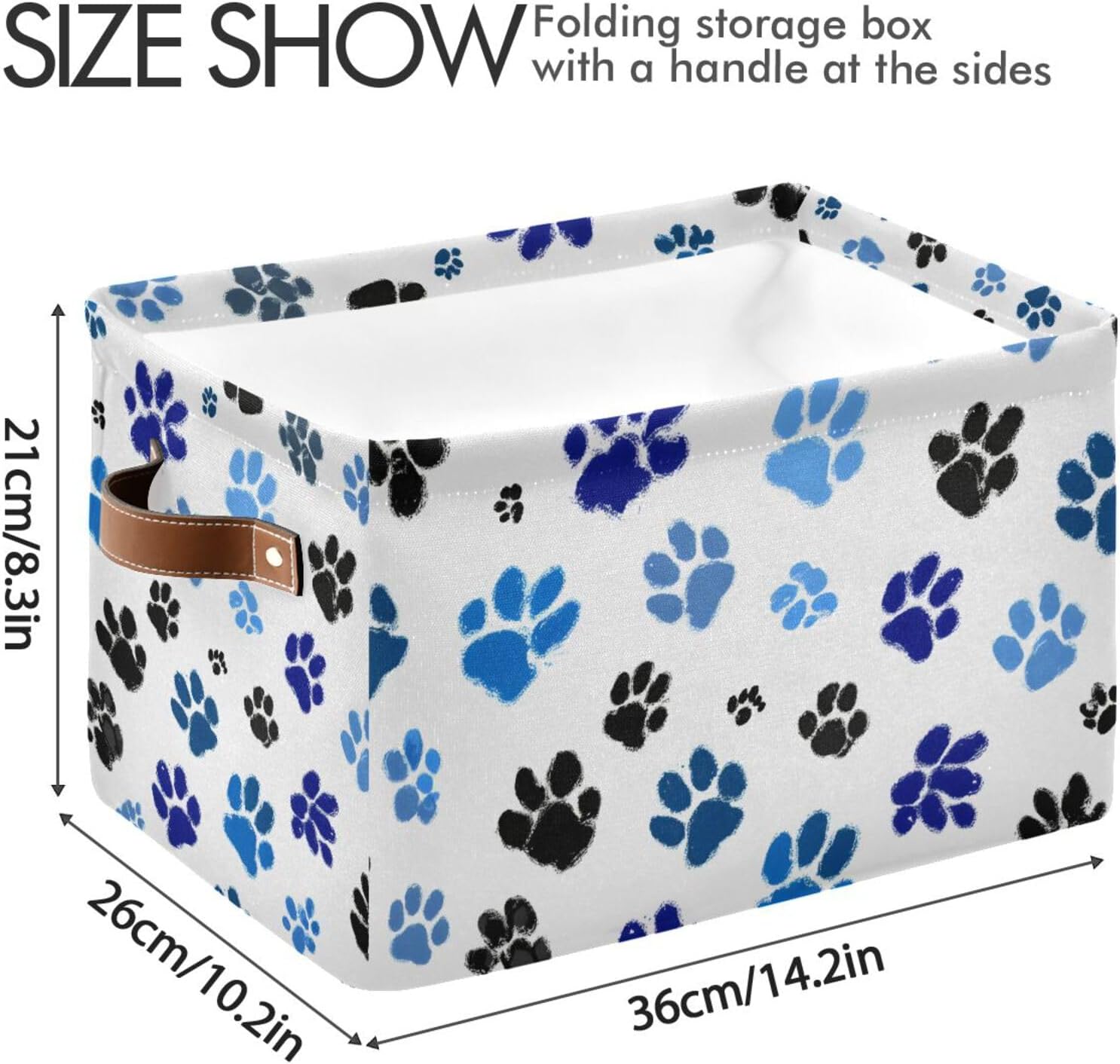 OTVEE Canvas Bins for Closet Shelves Organizing Blue Black Dog Cat Animal Paws Storage Basket Baby Clothes Organizers Storage Box Nursery Bins Gift Baskets 2 Pack