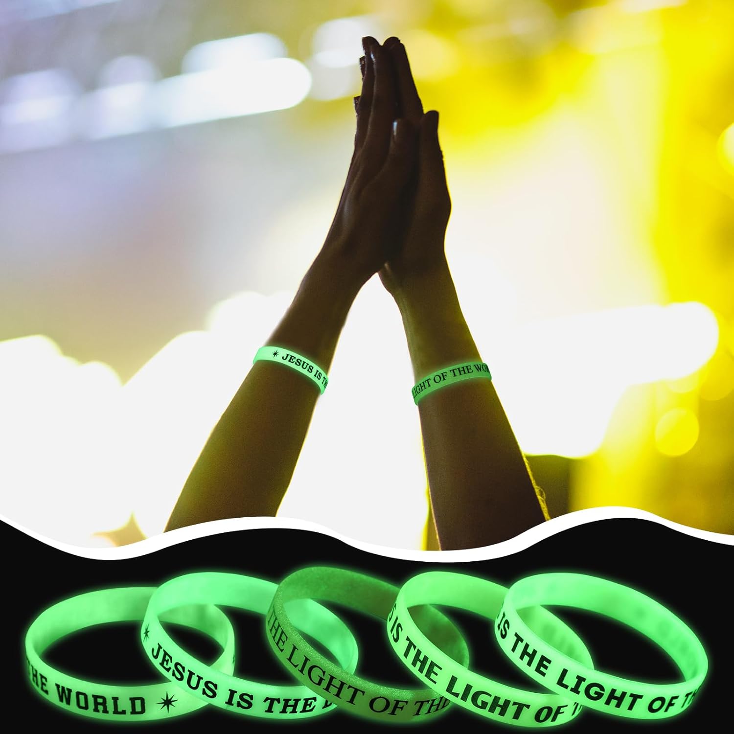 Jesus Is The Light of The World Glow in The Dark Wristband 10 Style Easter Colorful Religious Silicone Bracelet Christian Silicone Wristband Gift Easter Bible School Church Group - Image 5