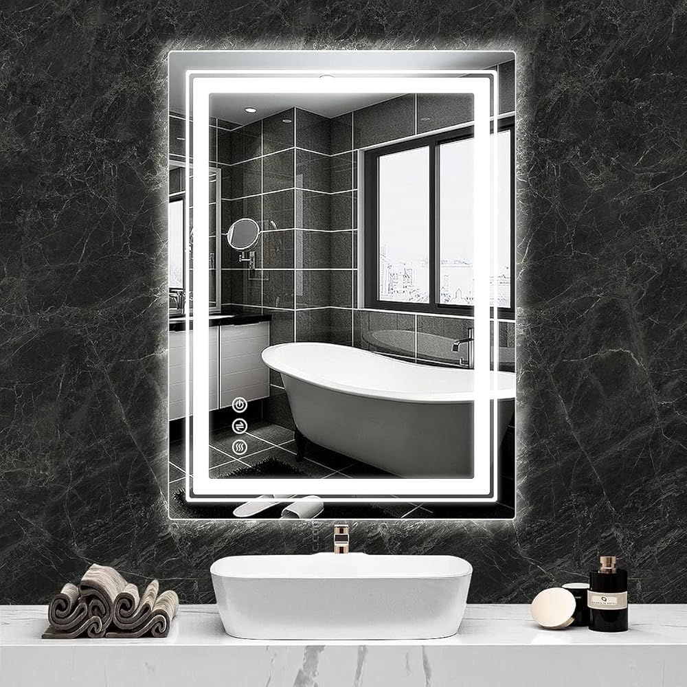 17/mo Finance Bigbiglife LED Bathroom Mirror, 24 x 32 LED Mirror for
