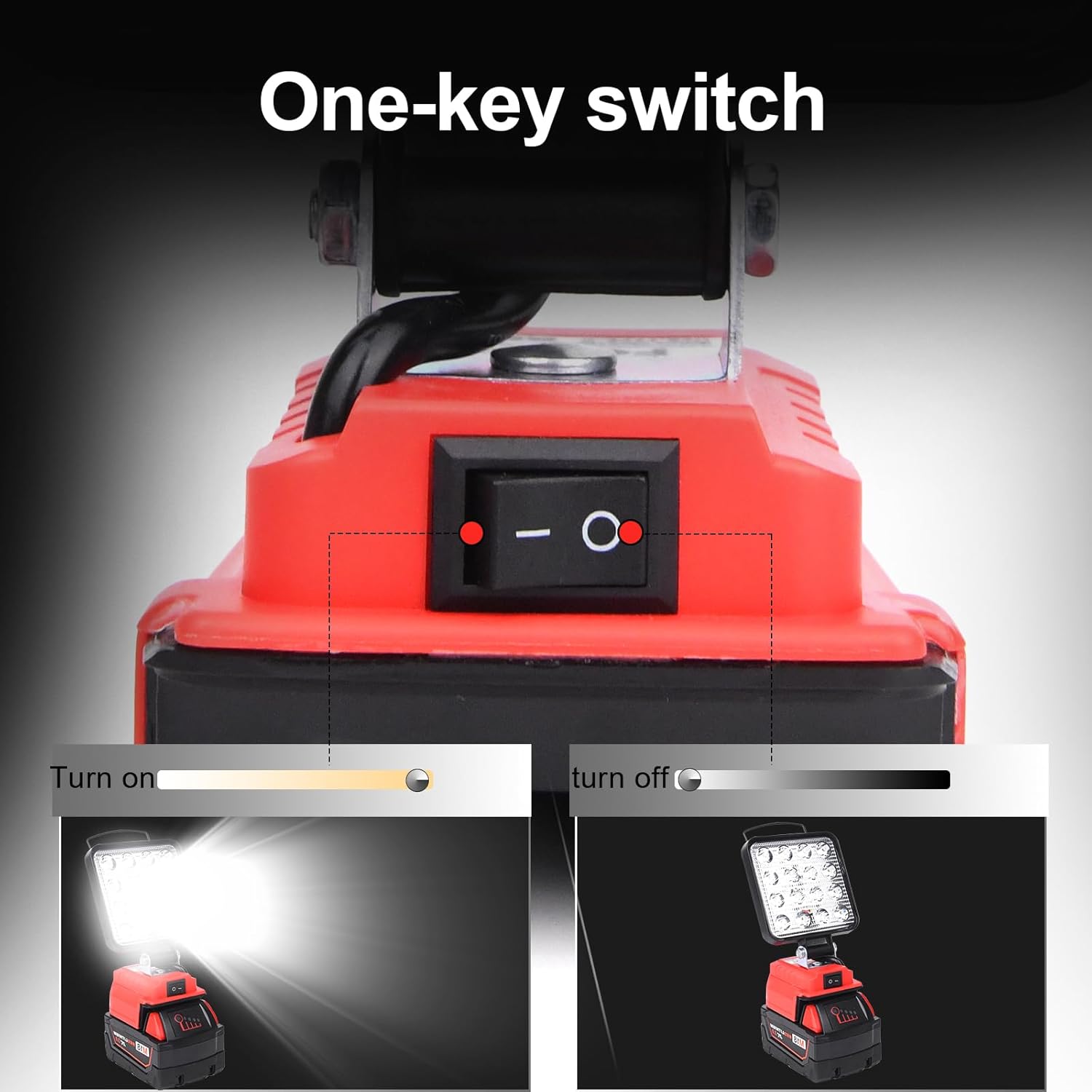 2Pcs Cordless Flood Light for Milwaukee Light m18 Work Light, FOSFIS 48W 4800LM LED Work Light for Milwaukee m18 Flashlight Battery with USB and Type-C Charger Port