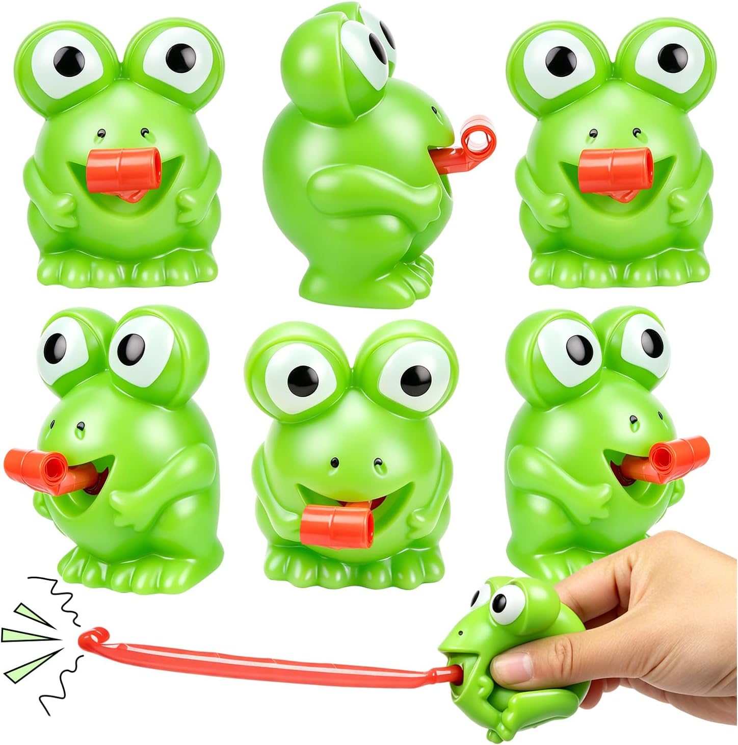 6 Pcs Novelty Squeeze Frog Toys, Tongue Sticking Out Screaming