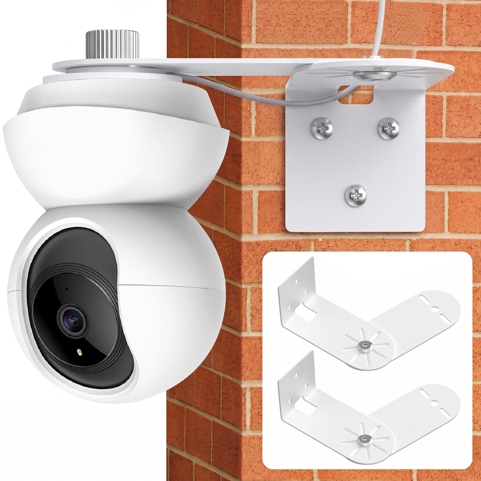 2 Pack Adjustable Metal Corner Mount Bracket for Kasa Indoor Pan-Tilt Camera EC70/EC71/KC410S, for TP-Link Tapo Pan/tilt Camera Tapo C200/C201/C220, Outdoor Rust-Resistant Camera Wall Mount Kit