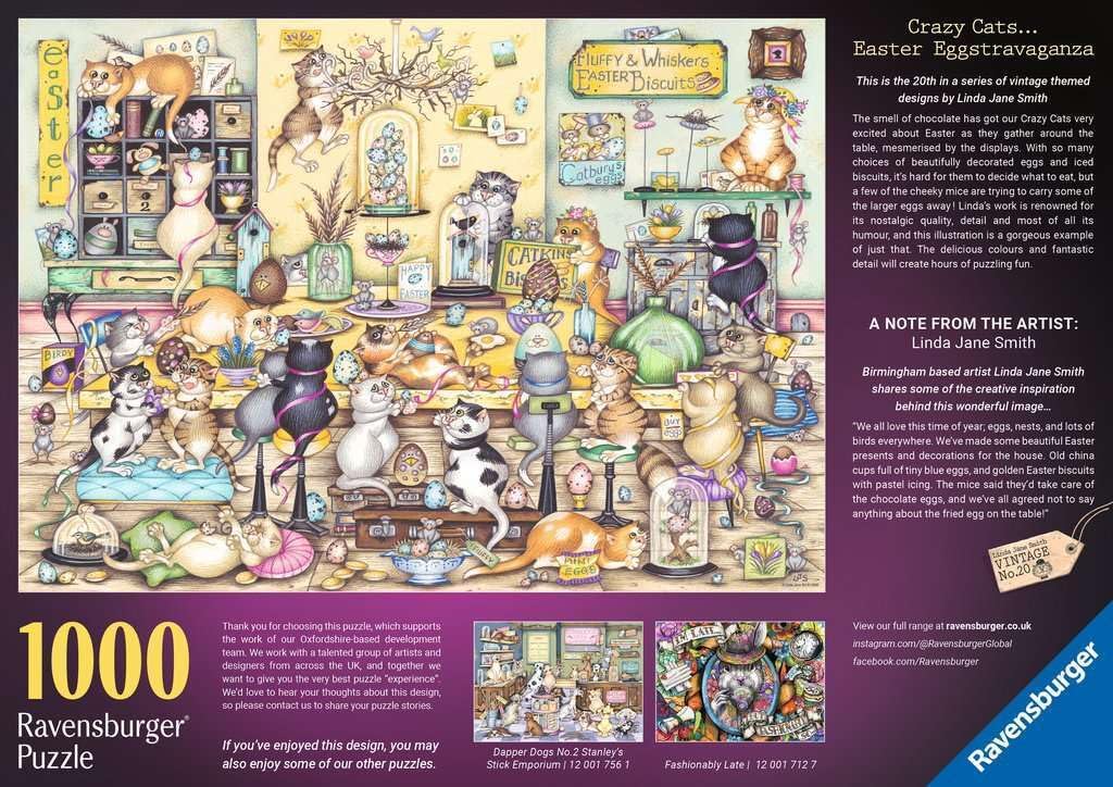 Ravensburger Crazy Cat's Easter Eggstravaganza 1000 Piece Puzzle for Adults