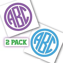 Two Pack Bundle Custom Personalized Circle Monogram Initials Sticker Decal Compatible with Cups, Laptops, Tumblers, Car Windows Glitter Available