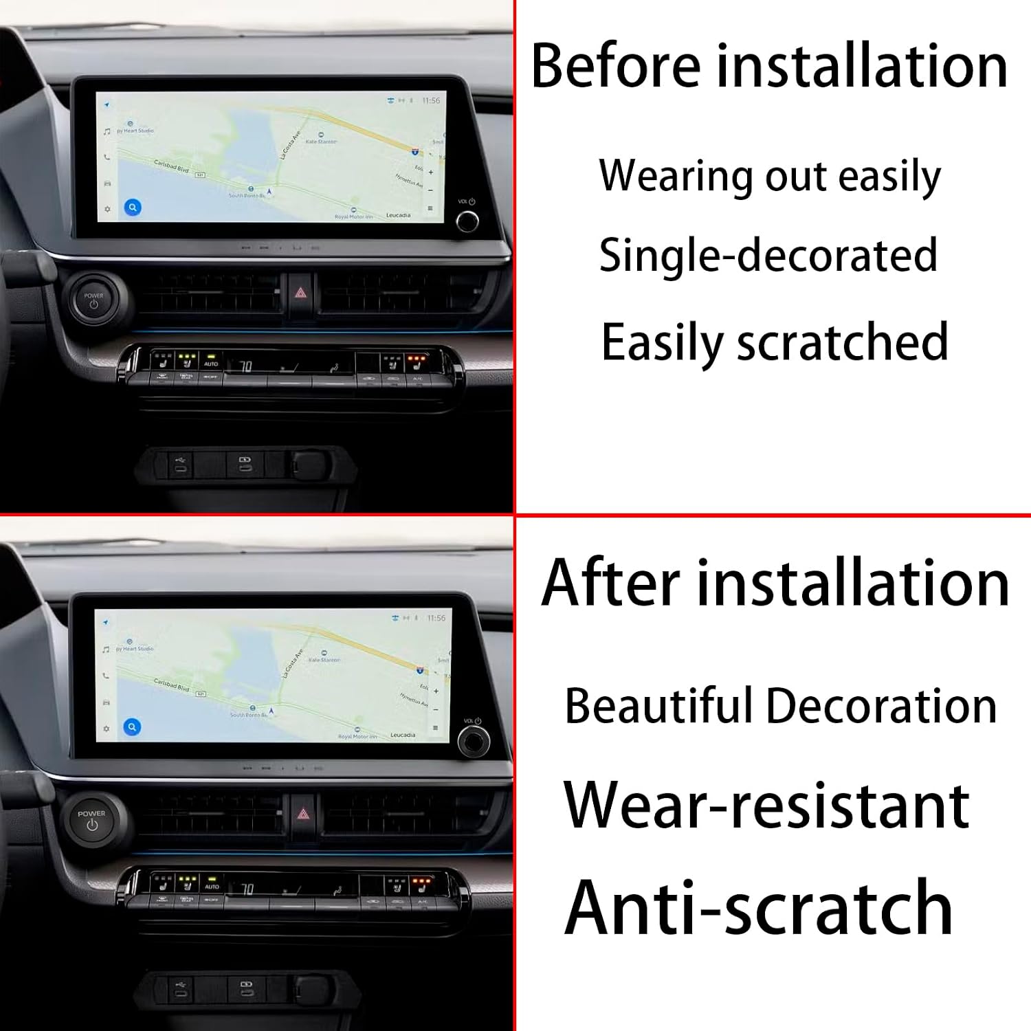 for Toyota Prius 2026 2025 2024 2023, Volume knob Cover, Push Button Start Cover/Ring Interior Decoration 3-piece Set (Black)
