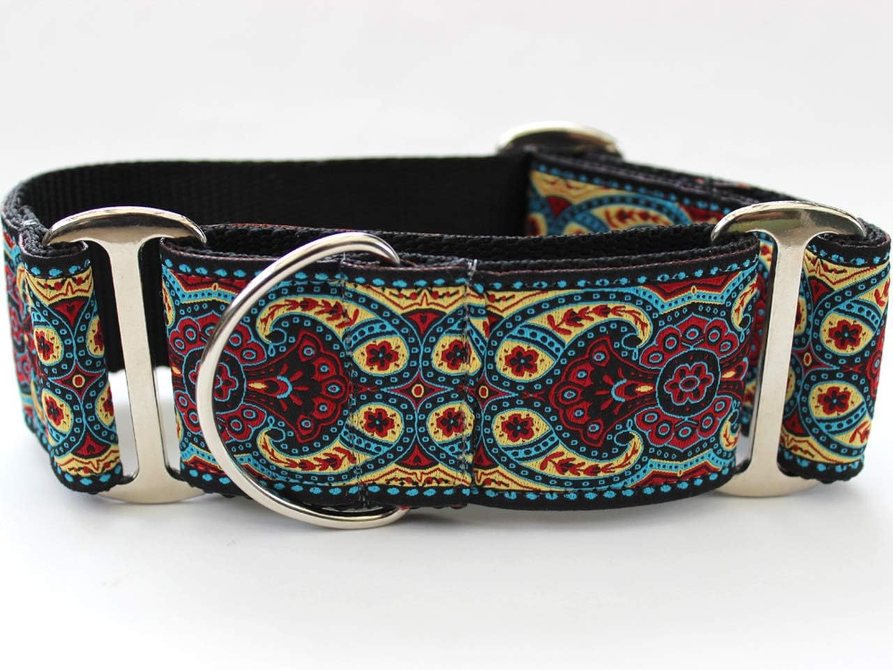 Diva-Dog Martingale Dog Collar - Temple Red Kashmir (X-Large)
