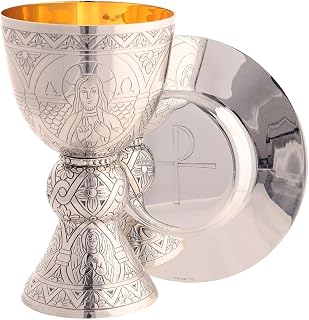 Chalice, Paten, Ciborium Molina Tassilo in 925 Solid Sterling Silver, PatenChalice Height: 18 cm|Ciborium Diameter: 12 cm|Ciborium Height: 21 cm|Chalice Cup Diameter: 10.5 cm|Paten Diameter: 16 cm