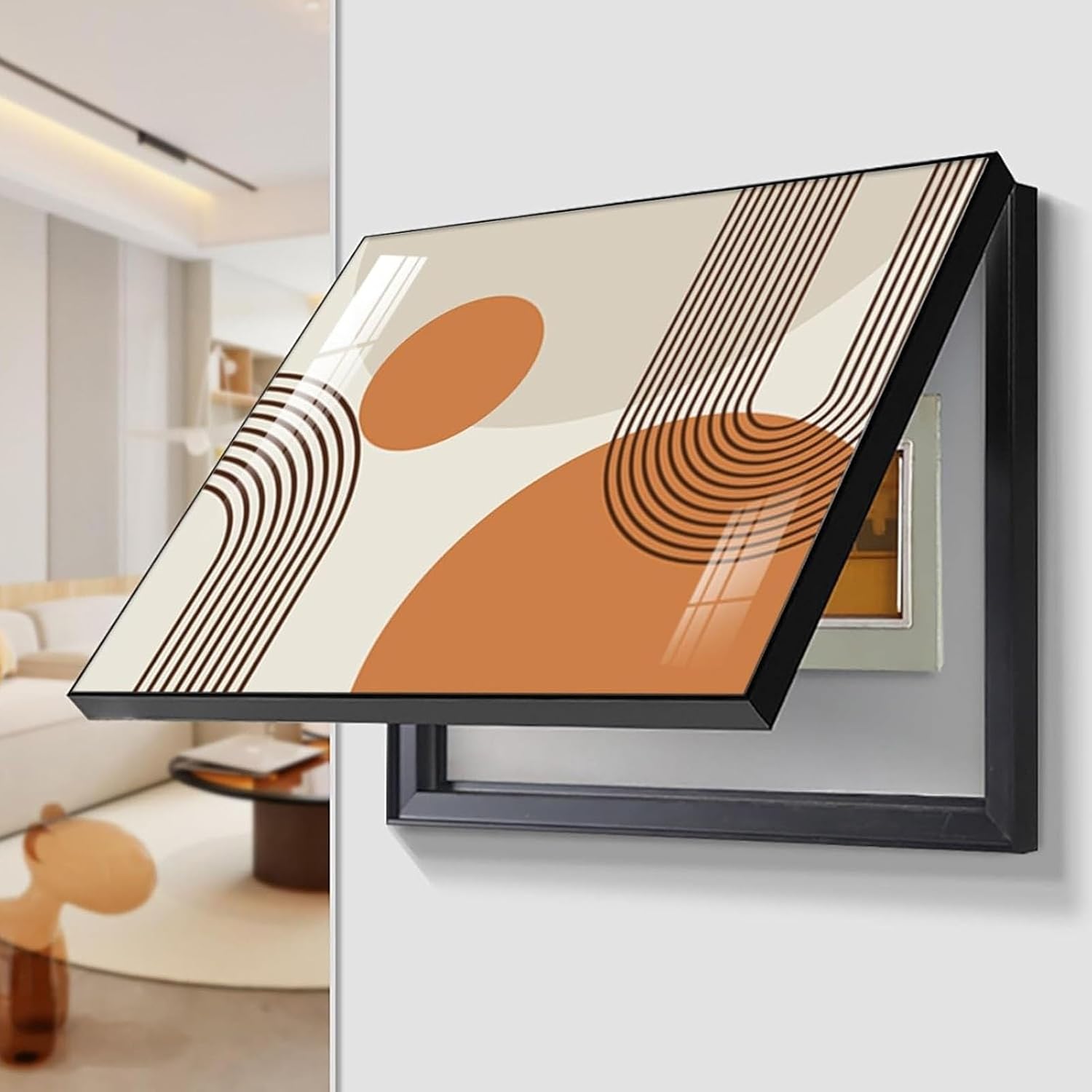 Wall Decoration Electrical Panel Cover Breaker Box Cover Decorative, Electric Meter Box Decorative Painting Hide Distribution Covers Painting(D,60x50cm/23.6x19.7in(LxH))