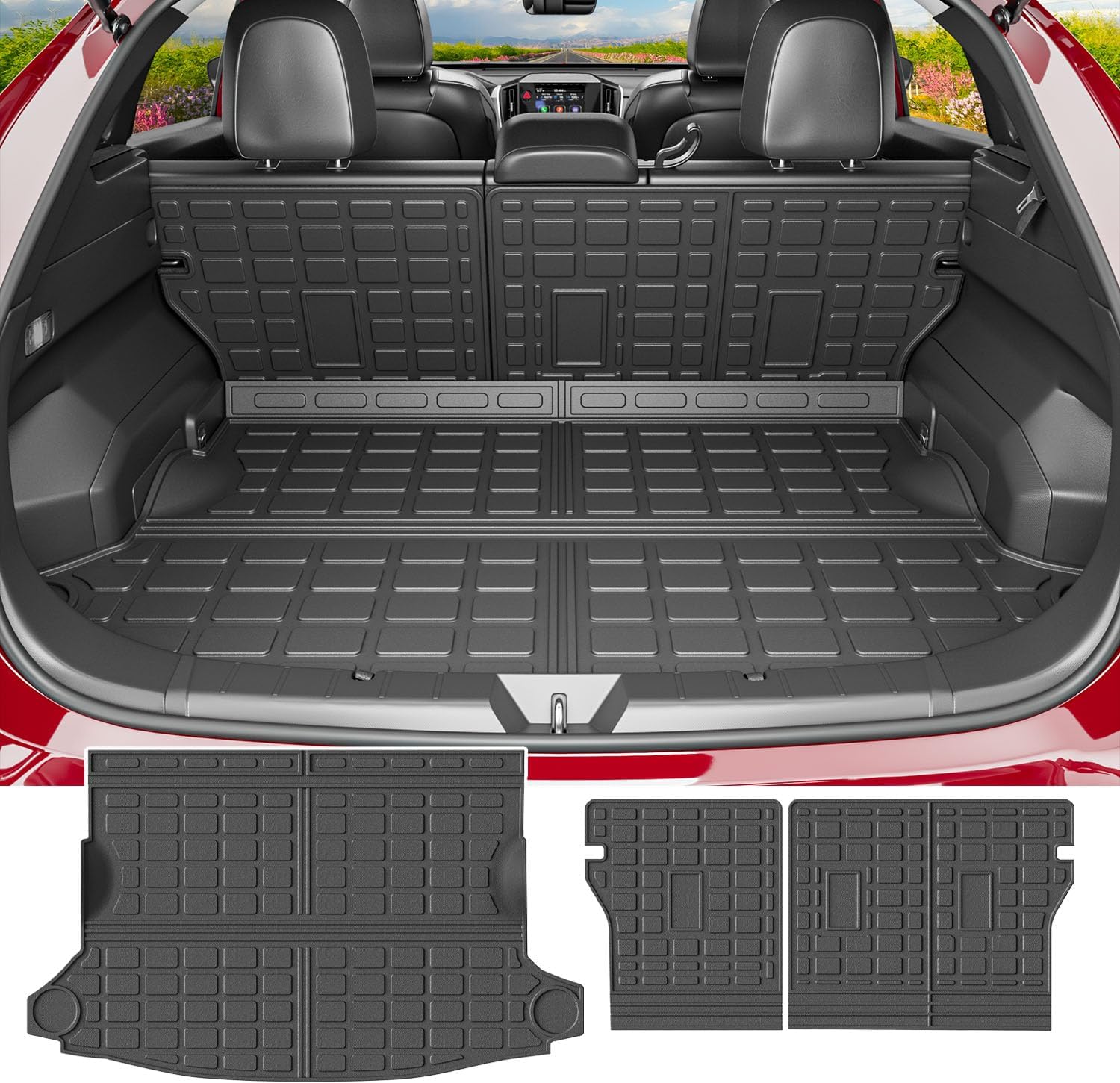 powoq Cargo Mat Compatible with 2024-2026 Subaru Crosstrek Impreza Trunk Mat Backrest Cargo Liner TPE Trunk Liner Replacement for 2024-2026 Subaru Crosstrek Accessories