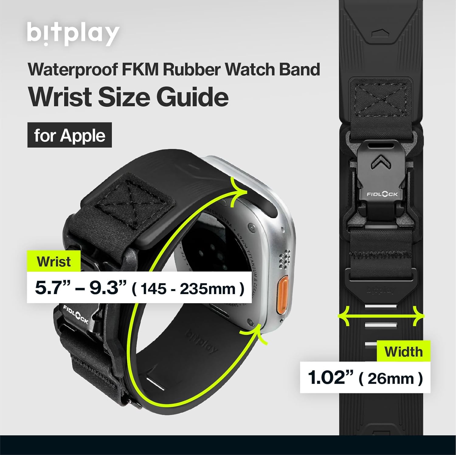 bitplay Waterproof FKM Rubber Apple Watch Band with Fidlock Quick Release Magnetic Buckle, Fluororubber Strap for iWatch Ultra 2/ Ultra/Series 11-4/SE/49mm/45mm/44mm - Image 7