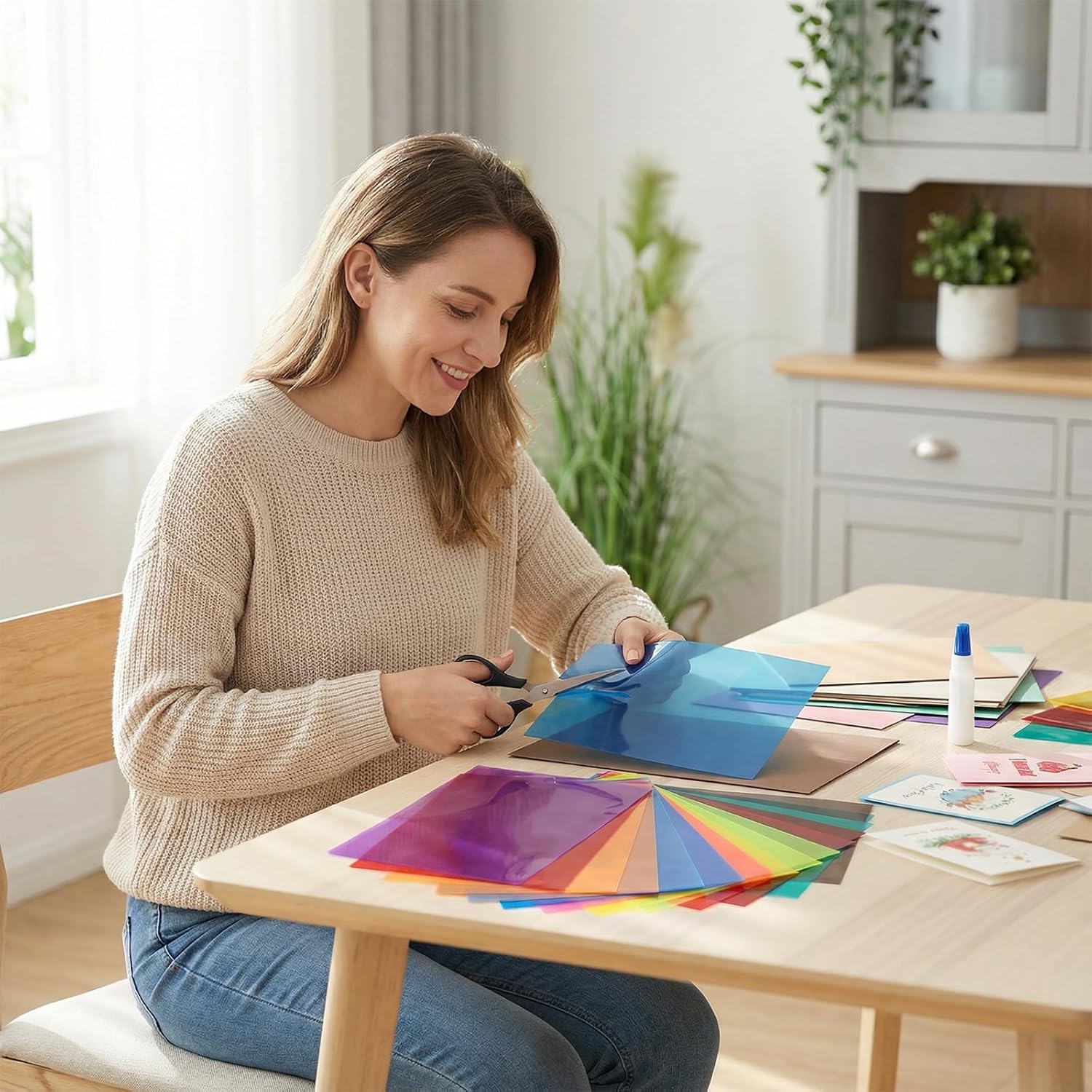 A4 Colored PVC Sheets 18-Pack, 0.3mm Flexible Transparency Film - 9 Colors for DIY Crafts, Office Use, Photography Light Gels, and Educational Projects