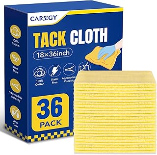 CAREGY 36Pcs Tack Cloth for Removing Dust from Woodworking, Sanding Particles, Clean & Polish, Ideal for Woodworking & Painting,Wax and Silicone Free, 18 x 36 Inches Dust Cloths