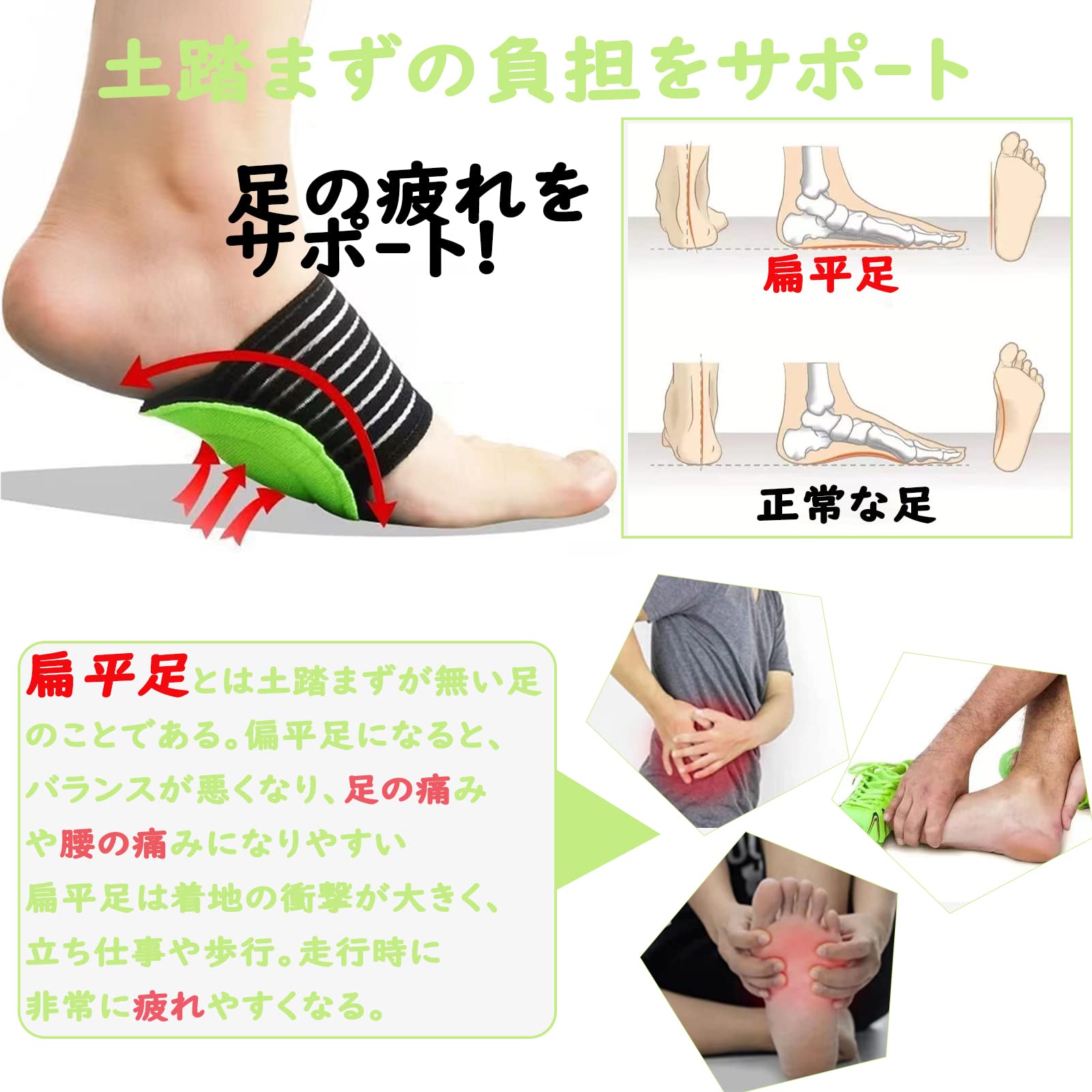 Amazon | 扁平足 サポーター 土踏まず 足用アーチサポーター 足裏 保護