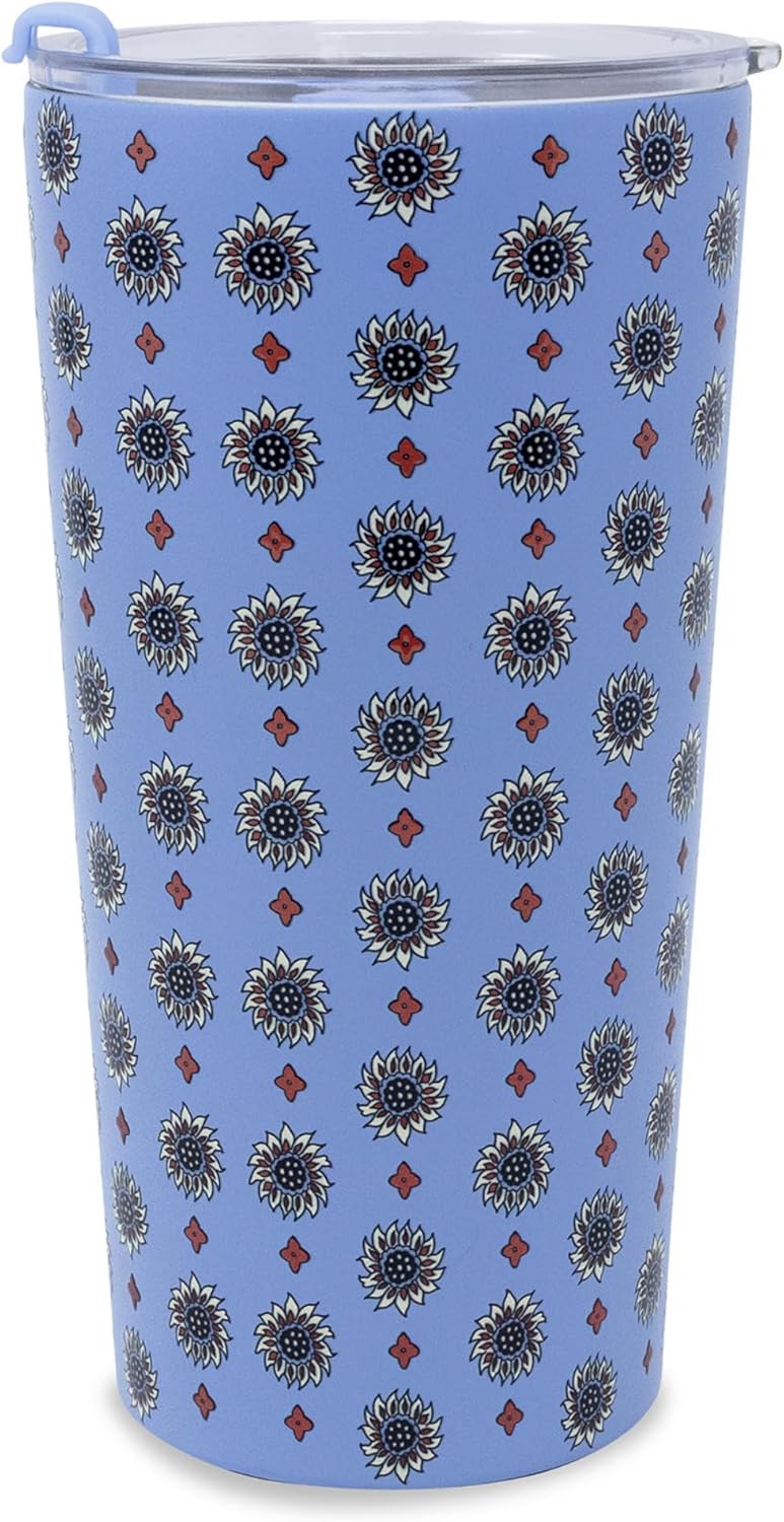 Vera Bradley 20 oz Thermal Mug, Stainless Steel Insulated Travel Cup, Double Wall Tumbler with Lid (Trillium)