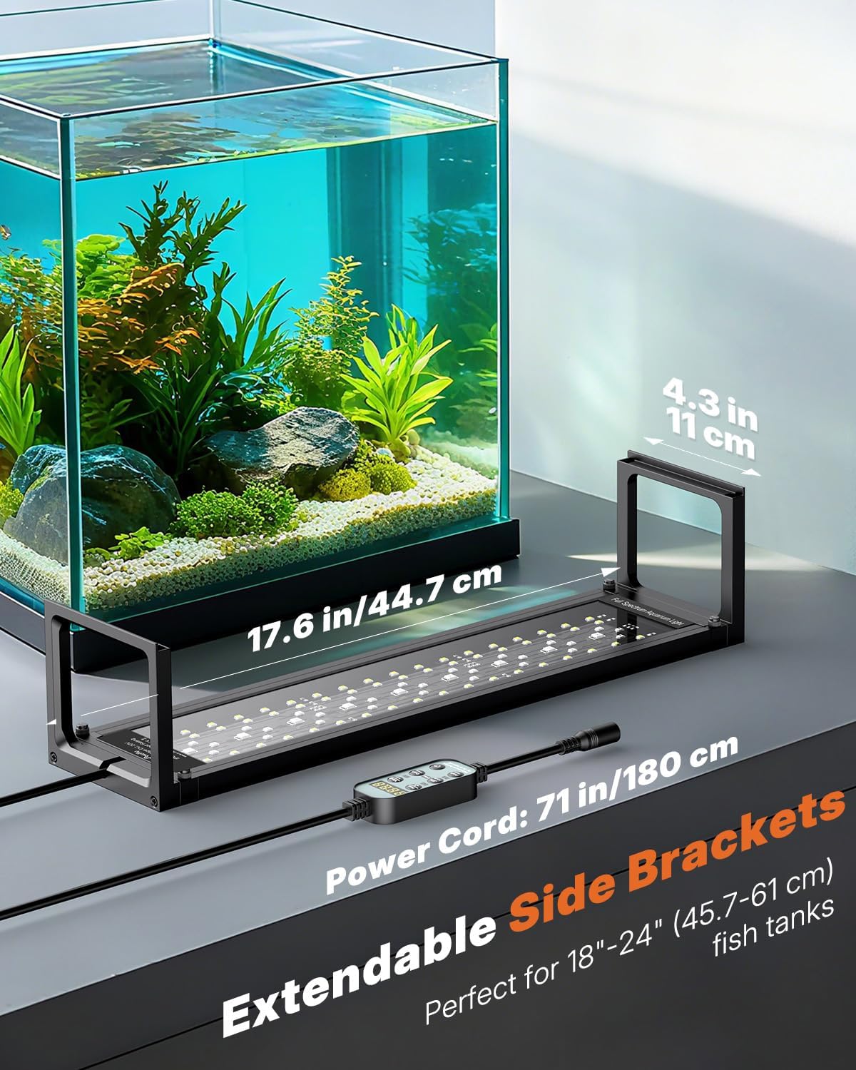 Pawfly Aquarium Light for Plants, 20 W Bluetooth Fish Tank Light, Full Spectrum Aquarium Lights for 18"-24" Fish Tanks, Extendable 24/7 LED Lights with Timer Modes & Adjustable Brightness - image 7