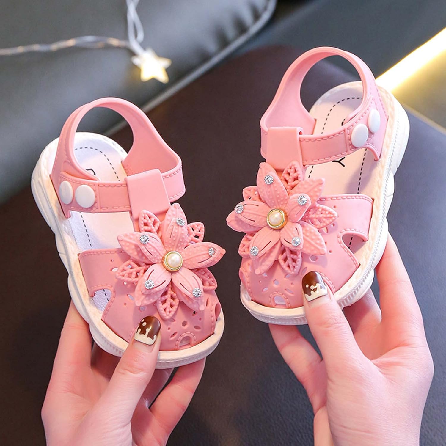 WICVIK Baby Girls Flower Sandals, Infant Baby Girls Sandals Summer Beach Outdoor Soft Rubber Sole Toddler Princess Dress Flats Walking Shoes Anti-Slip Hollow Out Closed Toe Sandals, 0-4 Years : Clothing, Shoes & Jewelry