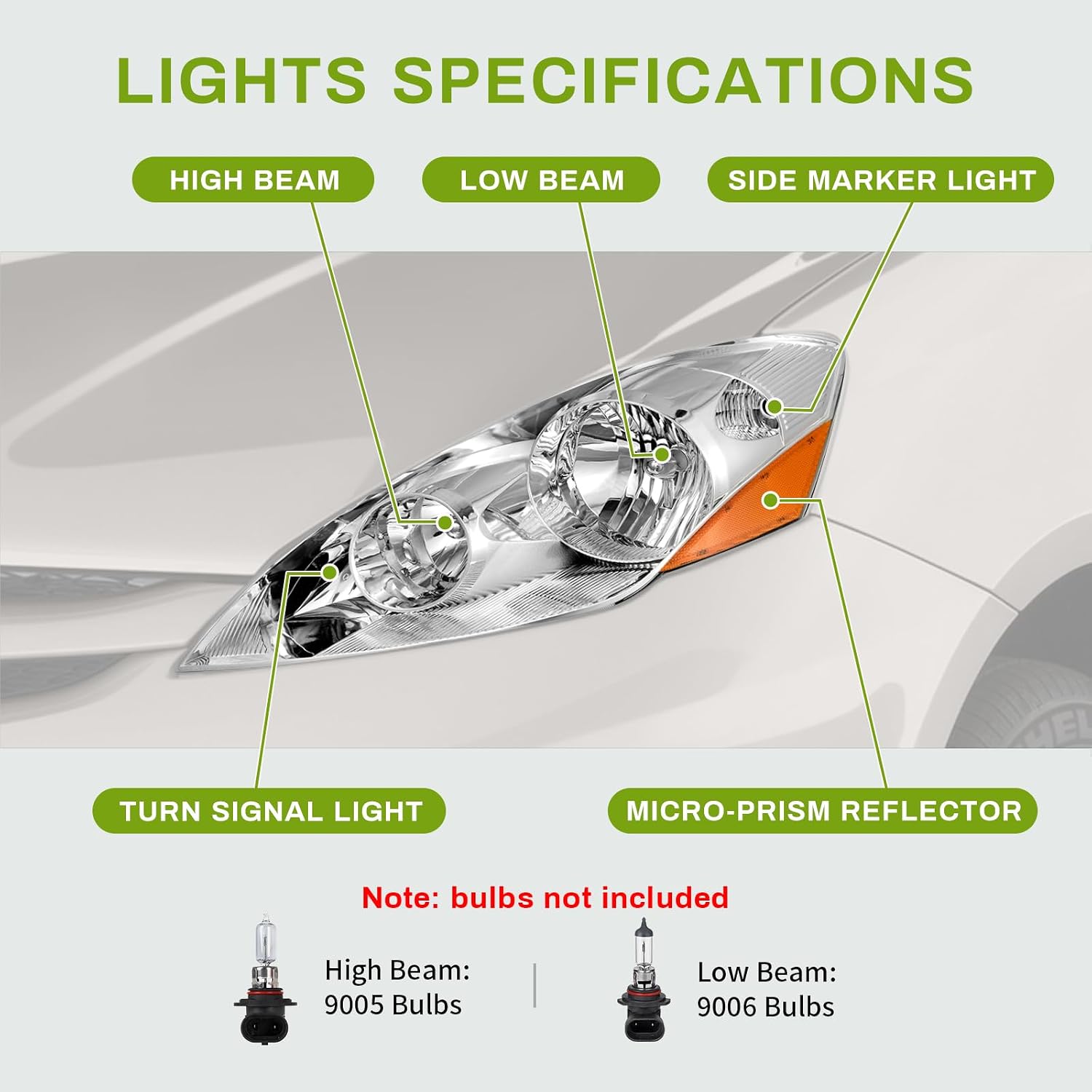 AUTOSAVER88 Headlights Assembly Compatible with 2006 2007 2008 2009 2010 Sienna 06-10 Headlamps Pair Passenger and Driver Side Chrome Housing Amber Reflector