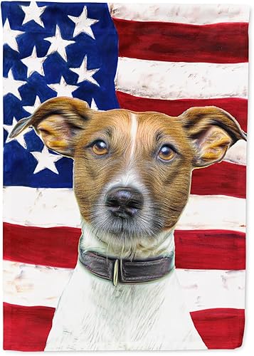 Miniatura 221 de Caroline's Treasures SS4017GF Bandera de Estados Unidos con Bulldog Inglés para jardín, bandera decorativa para patio exterior, patio, parterres,