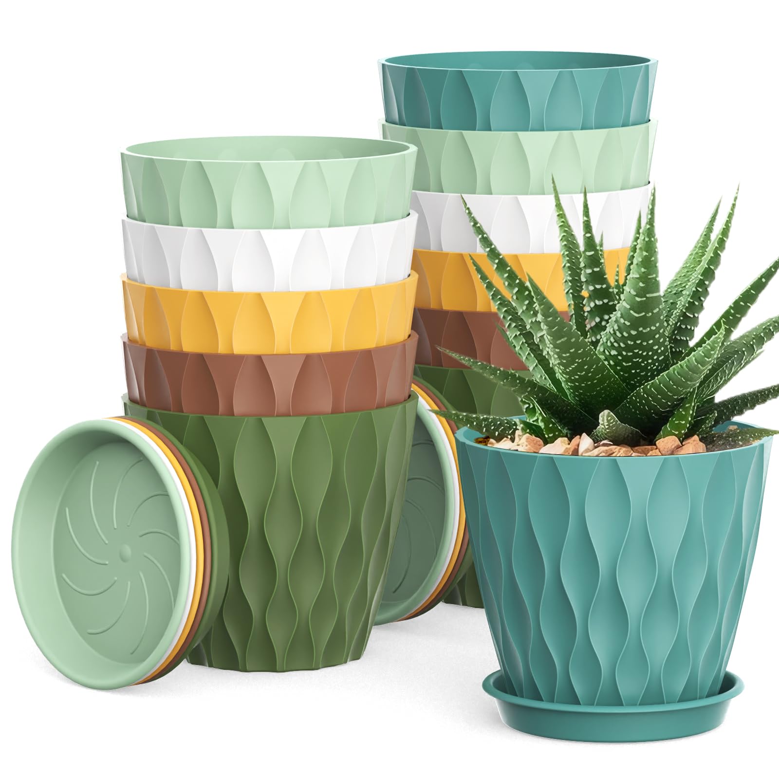 UOUZ 12-Pack Waffle Texture Small Plant Pots