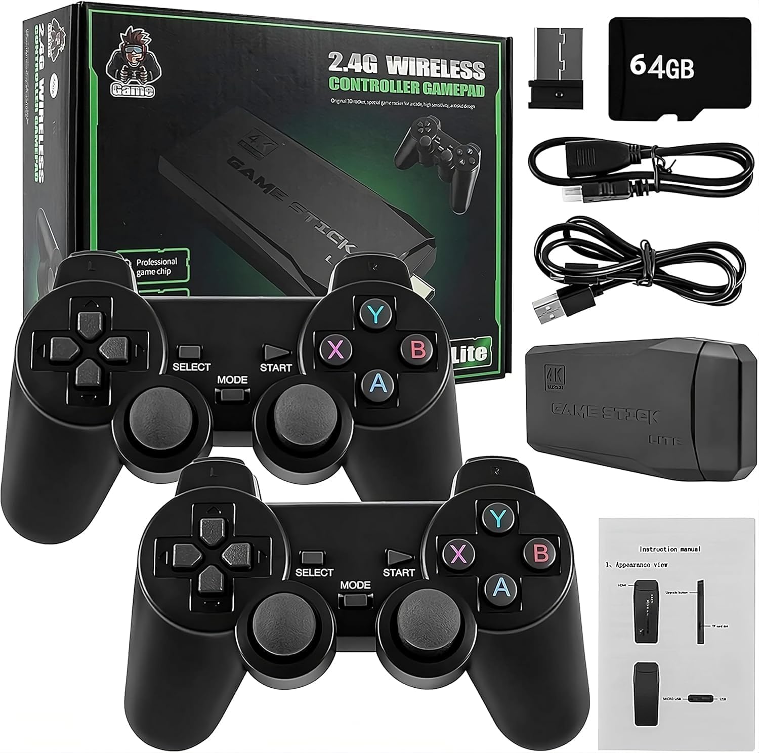 New 2026 Upgraded 4k TV Video Game Gaming System, Plug & Play Video TV Games HD with Wireless 2 Controllers for Men/Women/Girls/Boys/Adult/Kids (Black) 1