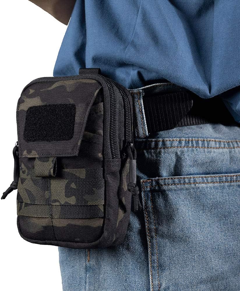 EXCELLENT ELITE SPANKER Tactical Molle EDC Pouch Nylon Belt Waist Bag Camping Hiking Organizer with Cellphone Holster for iPhone 12Pro 12 11ProMax XsMax XR XS X 8Plus 8 7 6 Samsung Galaxy Note 9 S9