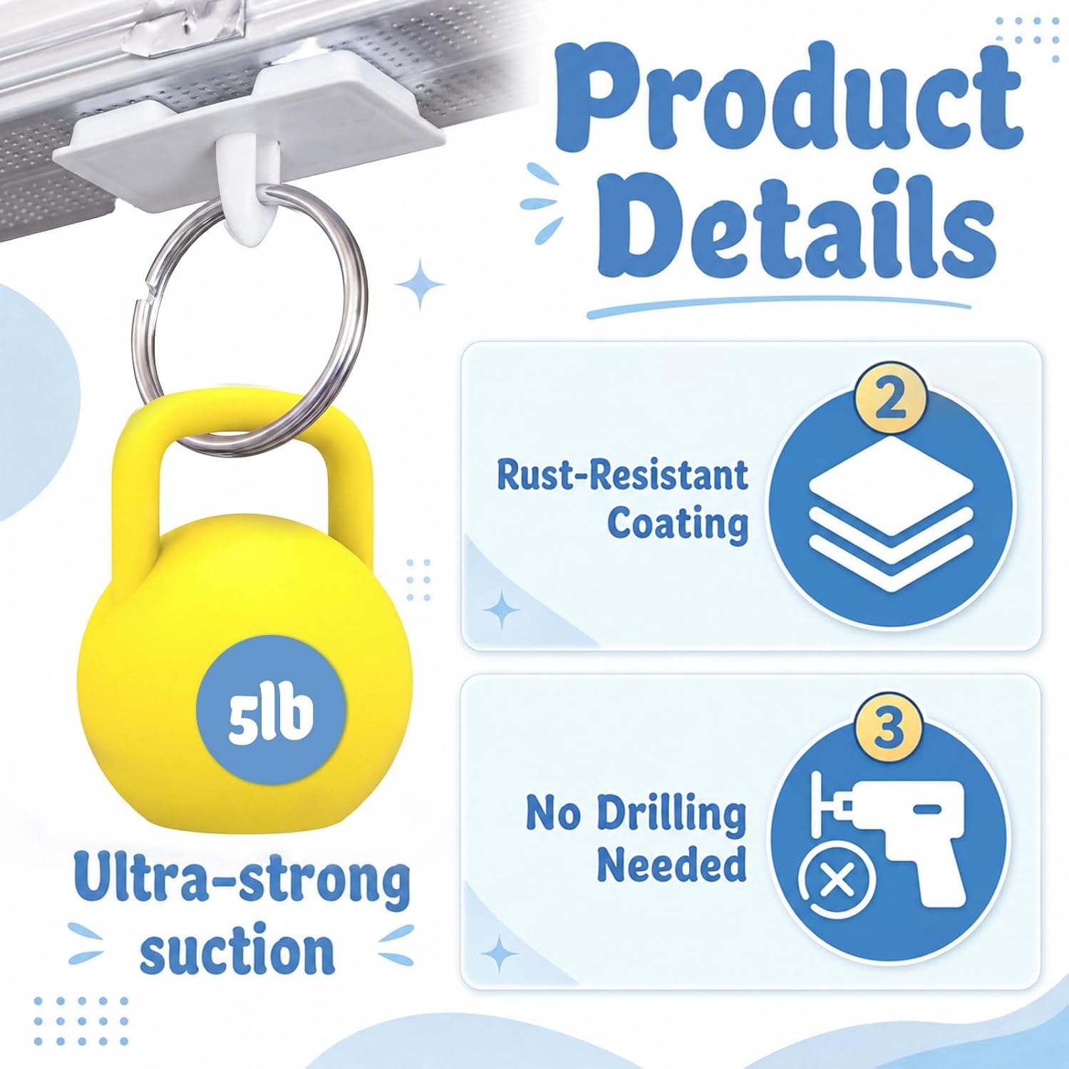 Novabright 10 Pack Ceiling Magnetic Hooks 5 lb Strong Magnetic Hooks image 3
