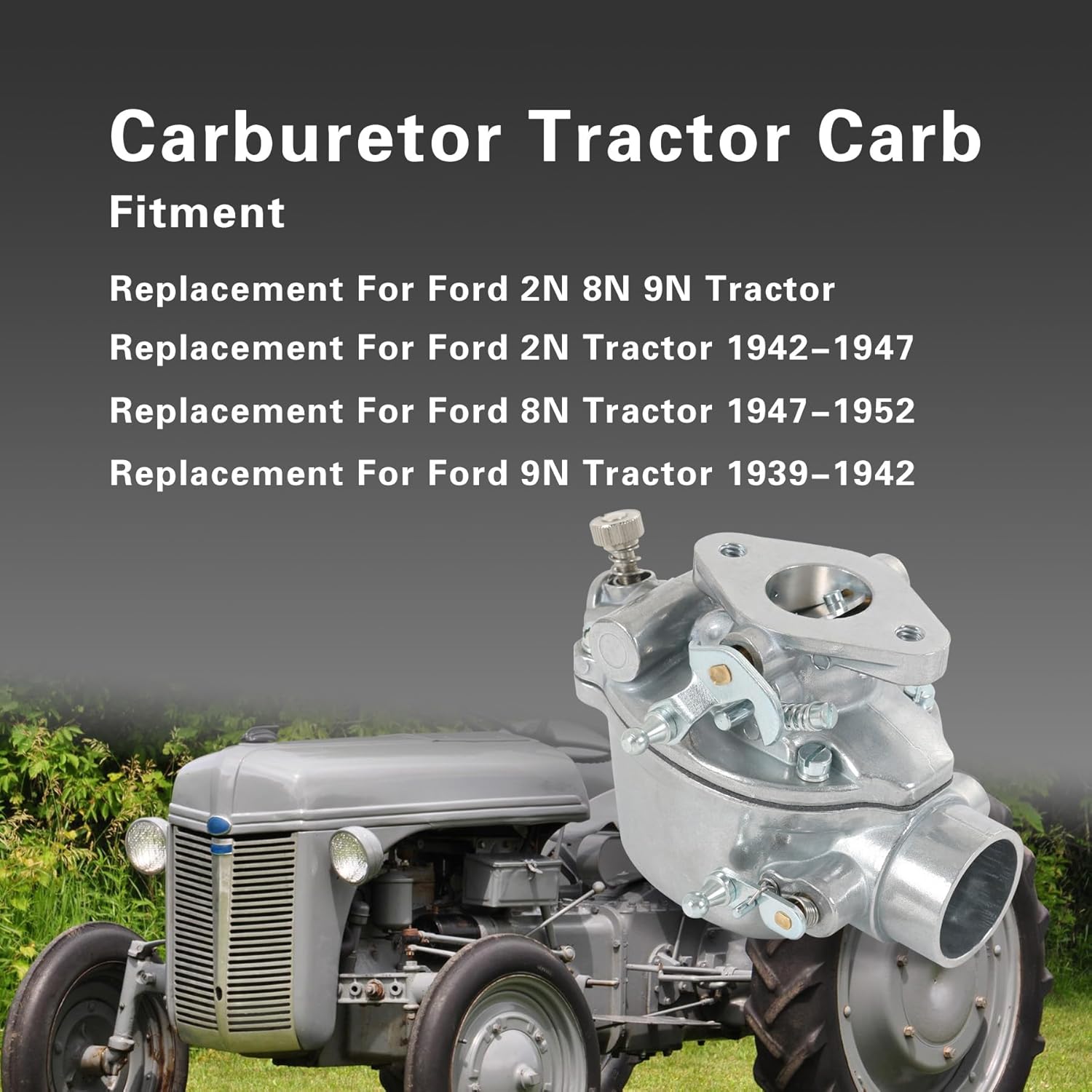 Carburetor 8N9510C-HD with Linkage Rod Sediment Bowl Kits Gasket and Screws Bolts Replacement For Ford Tractor 2N 8N 9N 1939-1952 TSX33 TSX241A TSX241B TSX241C Replaces B3NN9510A 8N9510C 9N9510A