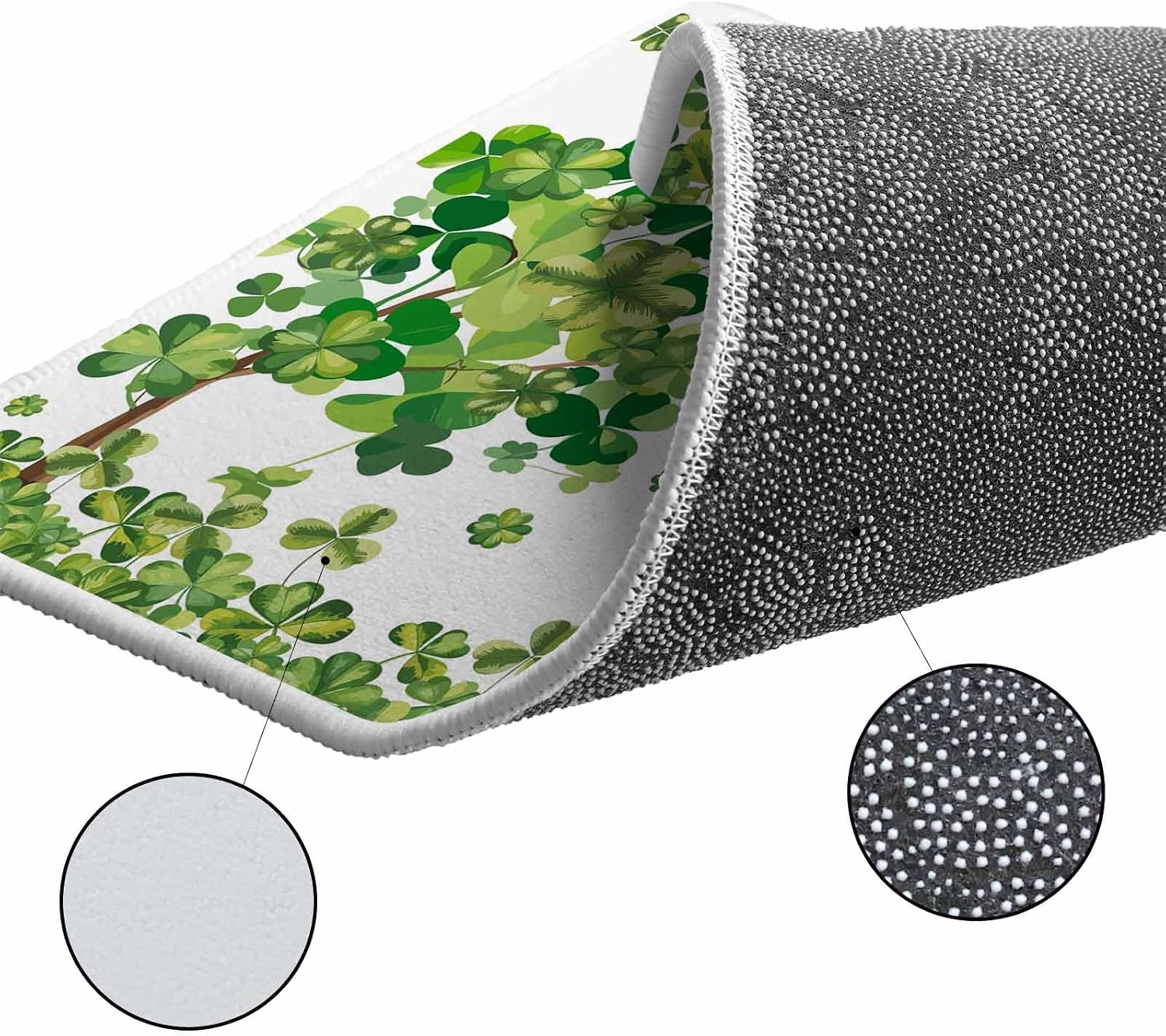 St Patrick's Day Kitchen Rugs and Mats Set of 2, Non-Slip Kitchen Sink Mat, Lucky Shamrock Tree Gnomes Truck Leaf Green Washable Doormat Bathroom Rugs Runner for Bedroom 23.6"x35.4"+23.6"x70.9"