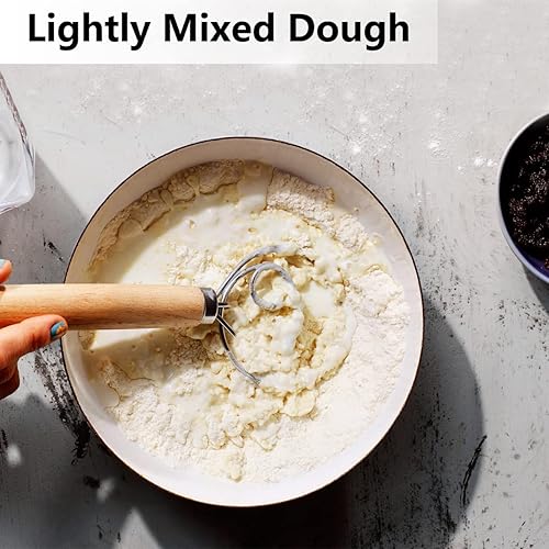 Miniatura 5 de Batidor de masa danés, batidor de pan de estilo holandés para cocina de masa madre con acero inoxidable de masa madre danesa batidora de pan de 13