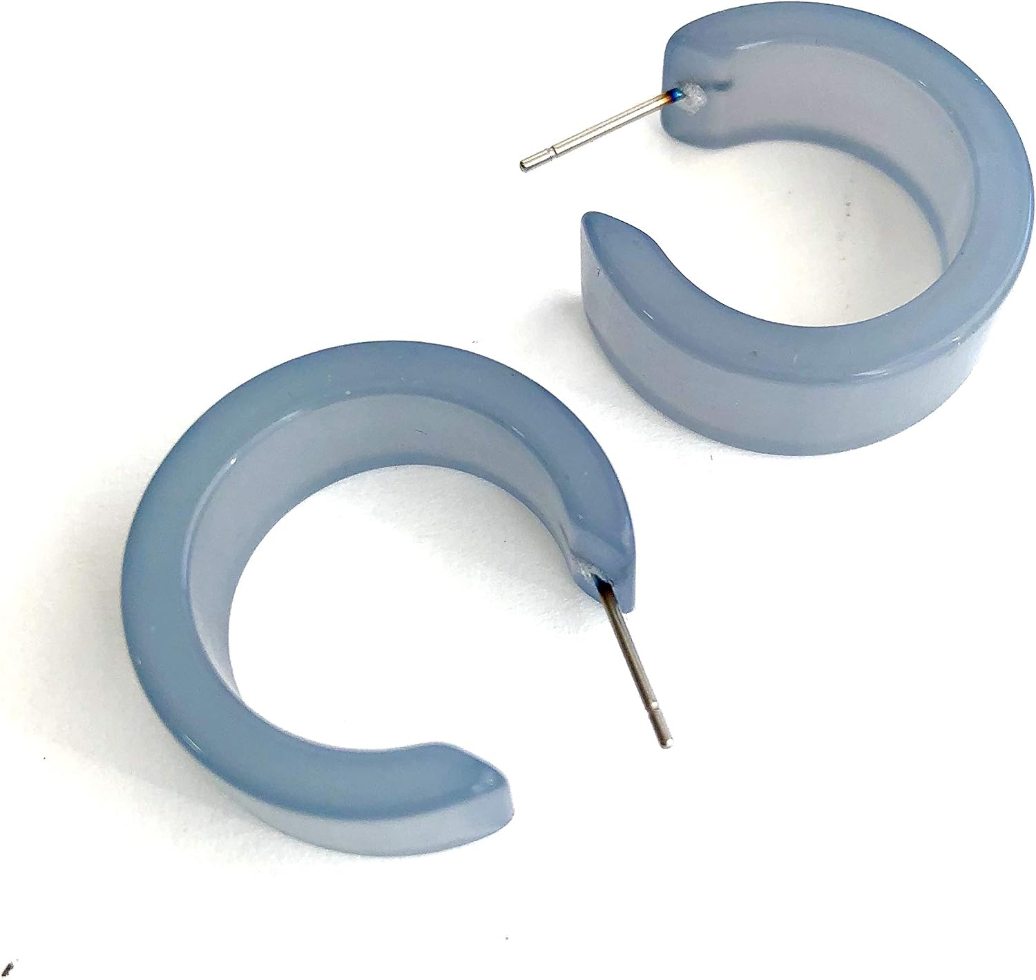 Teal Blue Moonglow Lucite Wide Classic Hoop Earrings - WDCL-BL-10