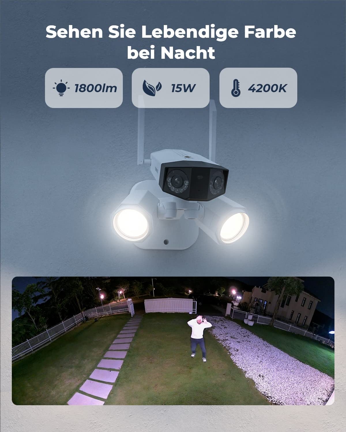 Reolink 4K Floodlight Überwachungskamera, 180° Weitwinkel, 2,4/5 GHz WLAN | Kamera Outdoor mit Smarte Beleuchtung, Personen-/Fahrzeug-/Tiererkennung, IP67, Wired Außenkamera, Duo Floodlight WiFi