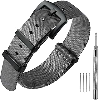 ANNEFIT Military Nylon Watch Band for Men Women, Replacement Watch Straps 18mm 20mm 22mm with Silver Black Stainless Steel Buckle