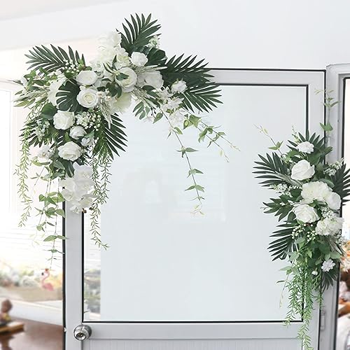 Miniatura 2 de Kit de flores artificiales para arco de boda, 2 piezas de guirnalda de flores artificiales grandes, letrero de bienvenida, decoración de fiesta,