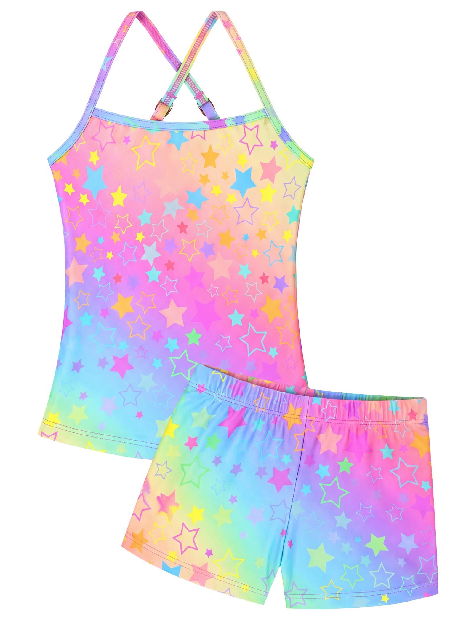 Girls Swimsuit Sleeveless Bathing Suits Back Cutout Summer Swimwear with Removable Chest pad 6-14 Years