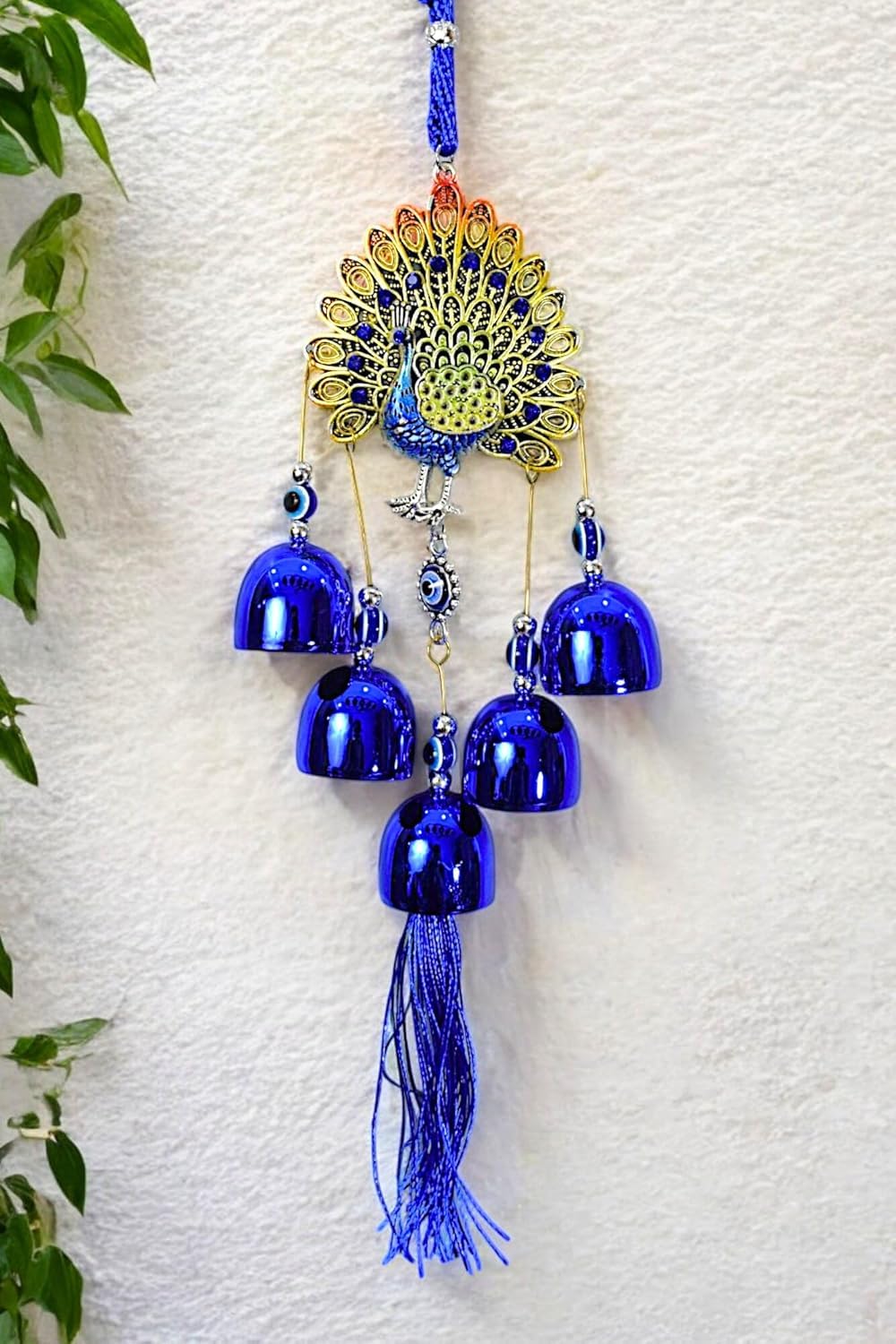 HUNAYSA 5 Bells Wind Chimes for Home Positive Energy, Evil Eye Hanging for Home, Evil Eye Home Decor Items, Hanging Decorative Items-image-31