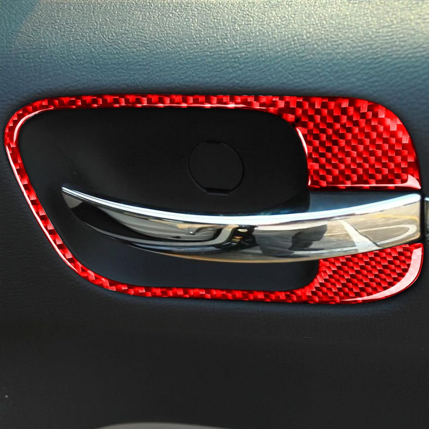 Real Premium Carbon Fiber Decals Compatible with Chrysler 300 300C 2005 2006 2007 Car Door Pull Handle Switch Decoration Sticker Frame Auto Interior Accessories Trim Red
