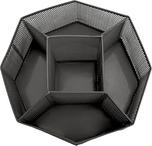 Miniatura 9 de Annova Organizador de escritorio de malla giratorio con 5 compartimentos, soporte giratorio para caramelosbolígrafos, oficina, suministro de arte,