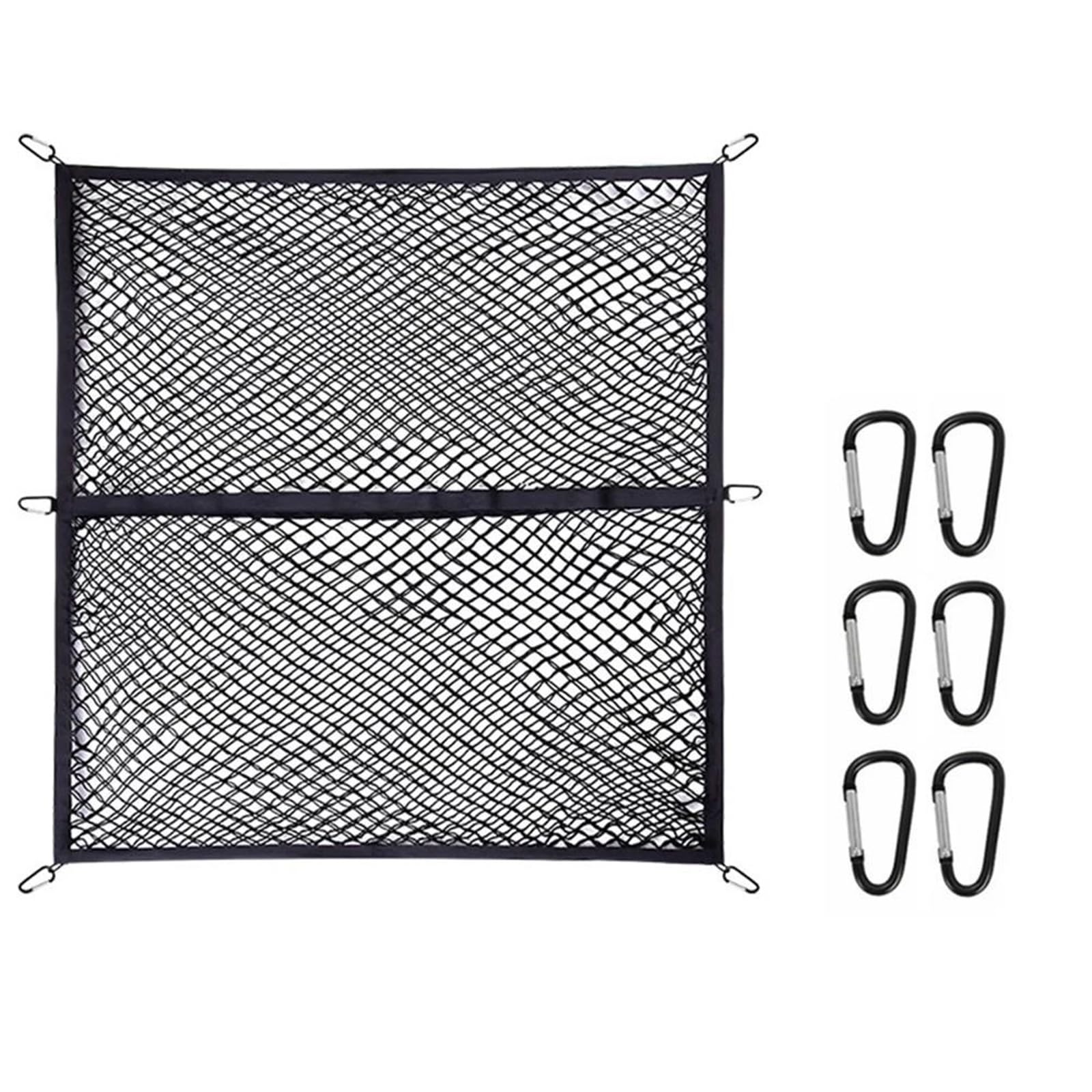 Reti per Auto Rete di Carico Elastica Alta 1,2 * 1,2 M, Rete Fissa Camioncino Rete Antiscivolo Rete per Bagagliaio Strumento di Stoccaggio per Auto Rete Portaoggetti Auto(Doppio Strato)