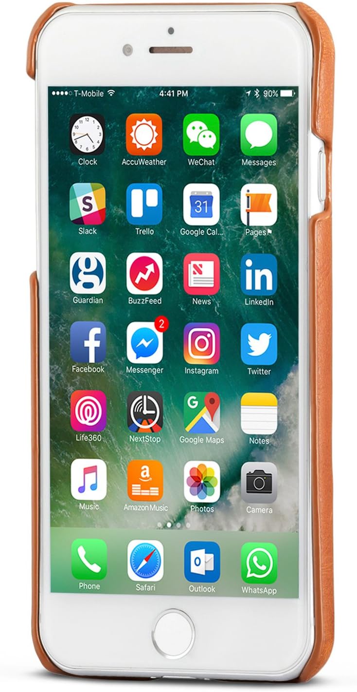 iPhone 8 Leather Case/iPhone 7 Leather Case Back Cover Brown - KANVASA One Real Genuine Leather Back Case for The iPhone 8 & 7 - Optimal Protection & Premium Leather Luxury Pouch - Ultra Thin