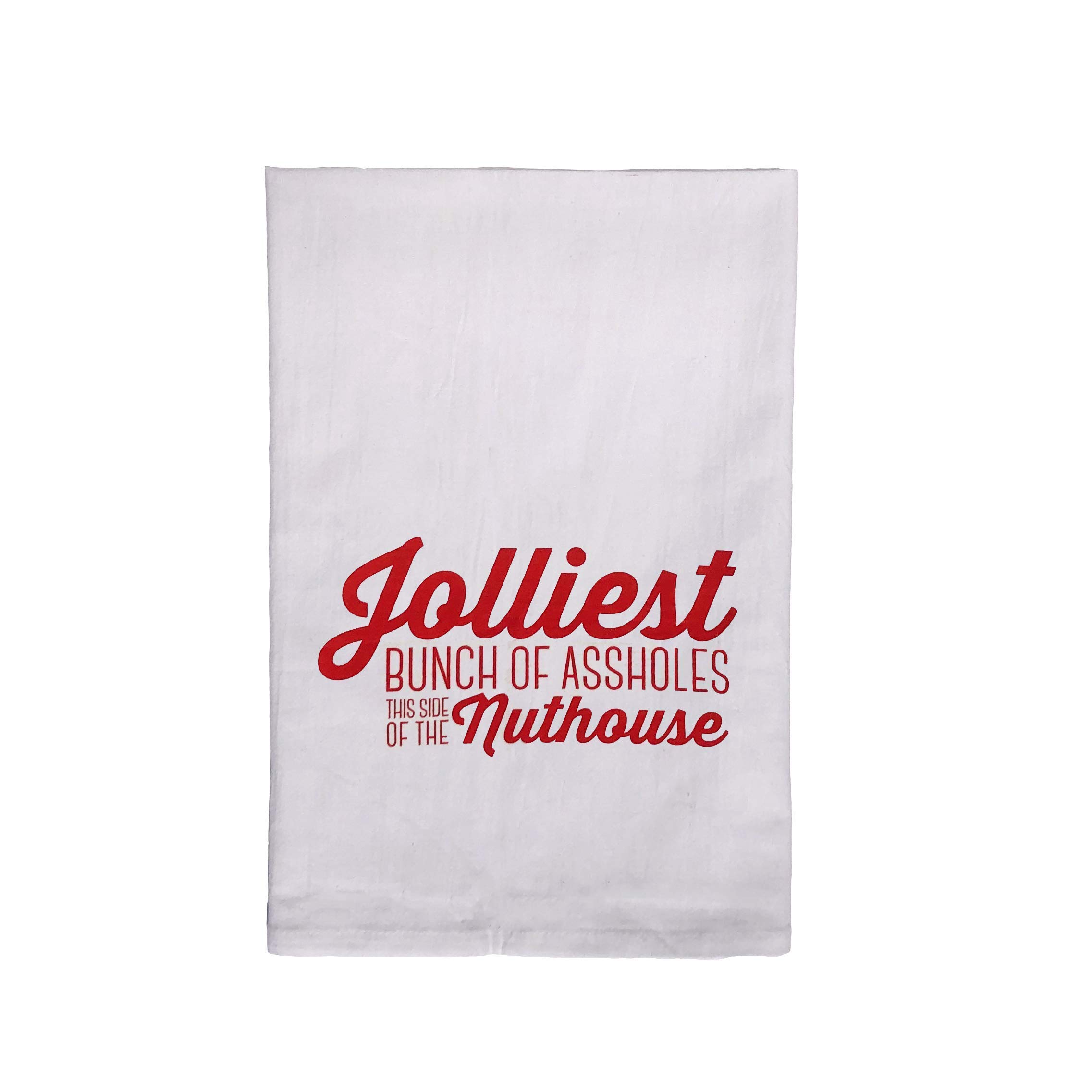 Jolliest Bunch of A-Holes Funny Christmas Movie Kitchen Towel